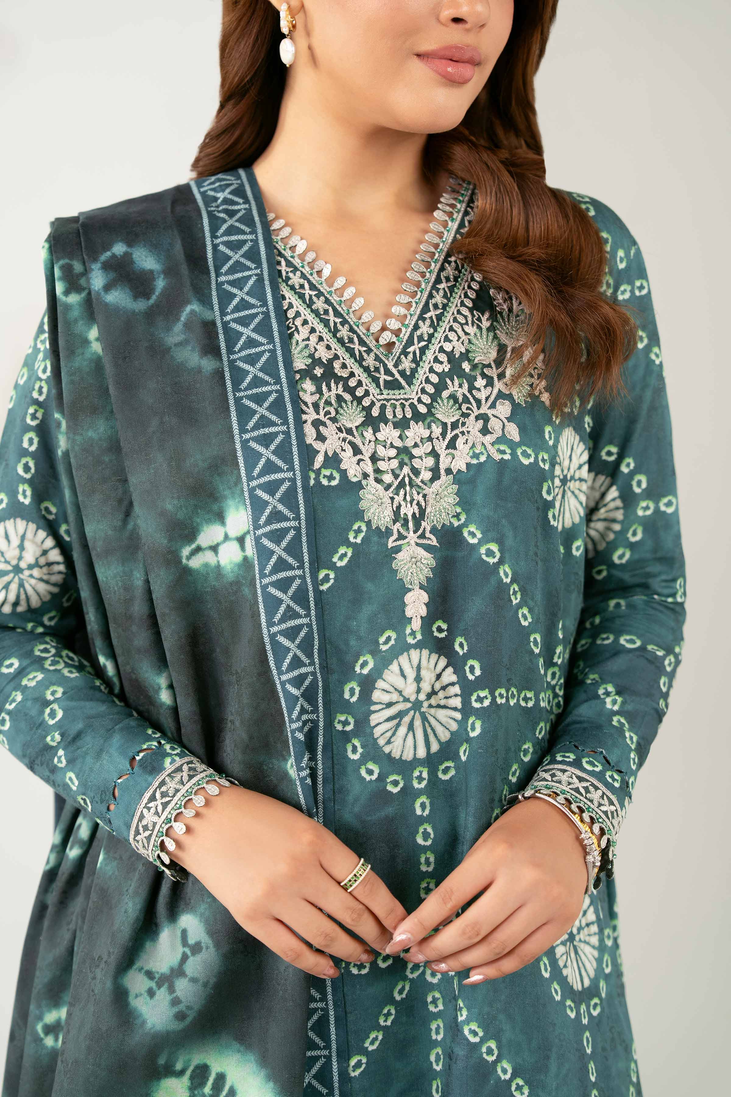 3 Piece - Digital Printed Embroidered Suit - 42502895