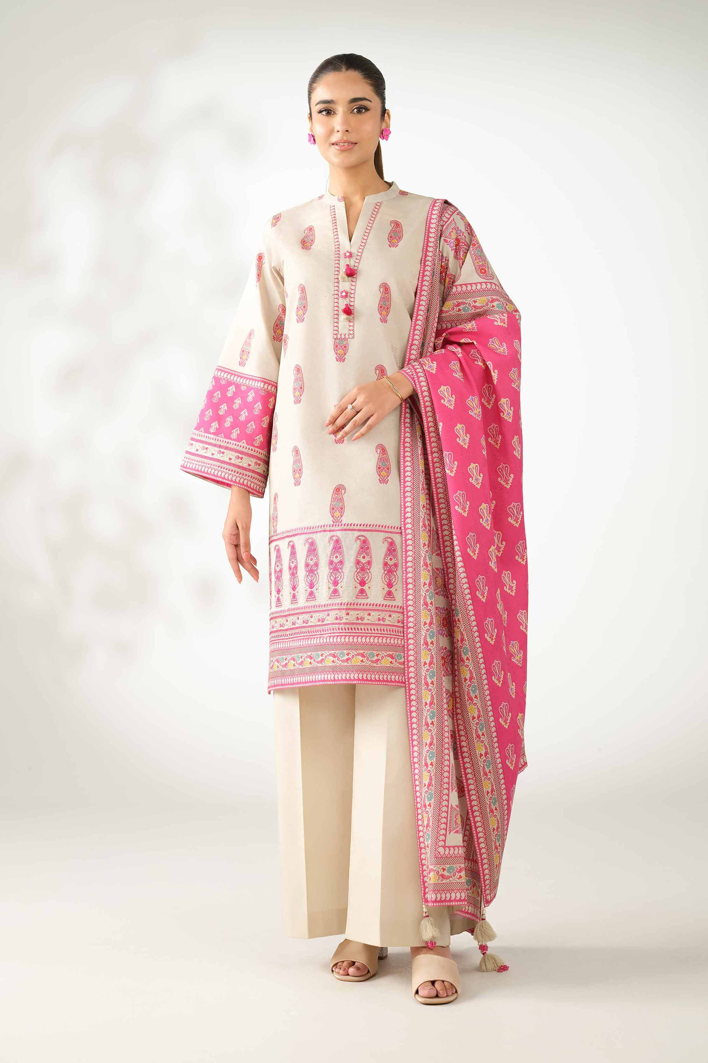 3 Piece - Digital Printed Embroidered Suit - 42502898