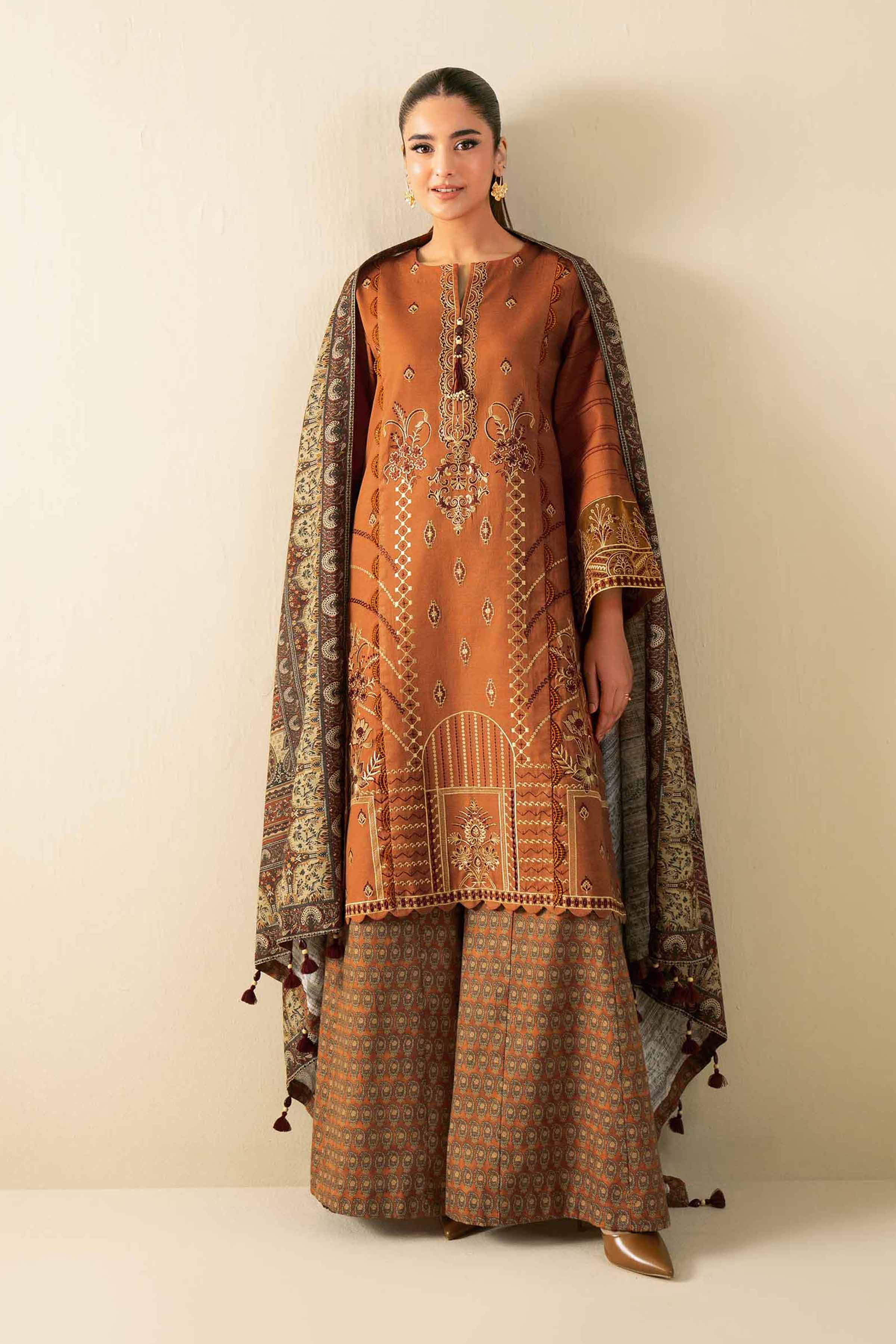 3 Piece - Digital Printed Embroidered Suit - 42502912
