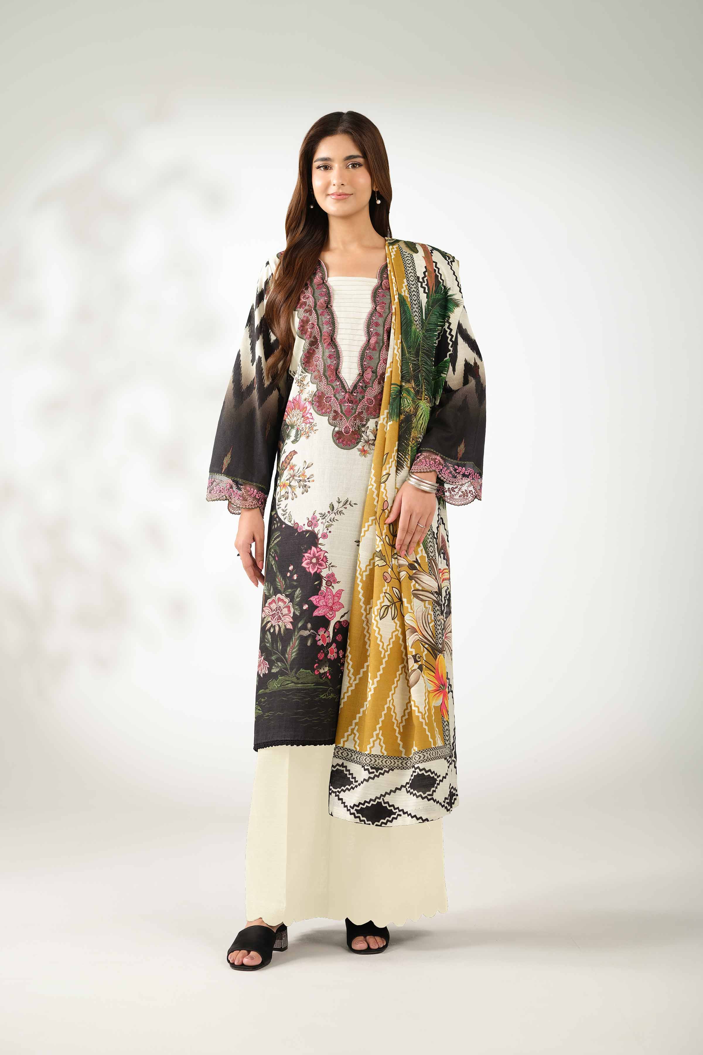 3 Piece - Digital Printed Embroidered Suit - 42502914