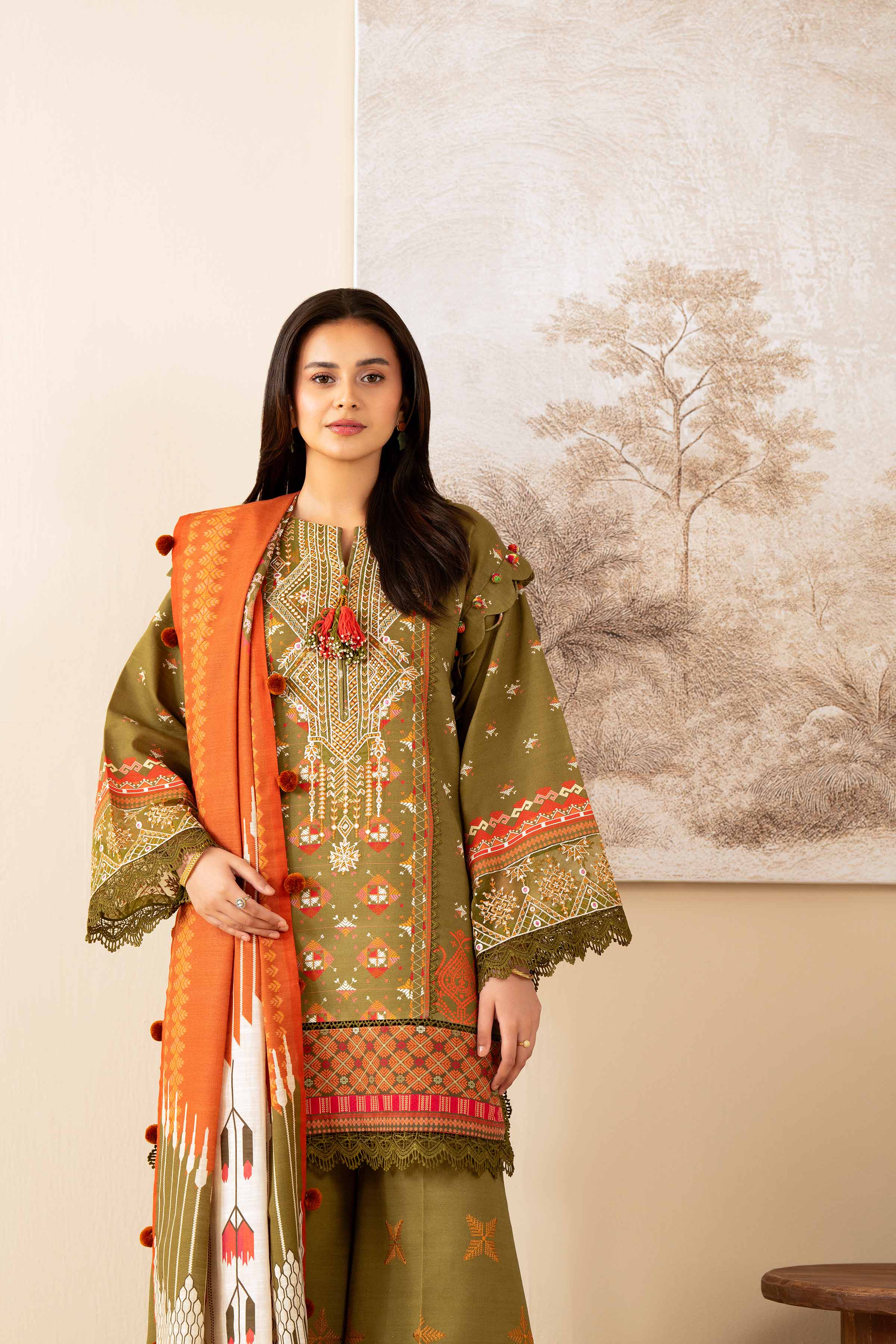 3 Piece - Printed Embroidered Suit - 42502920