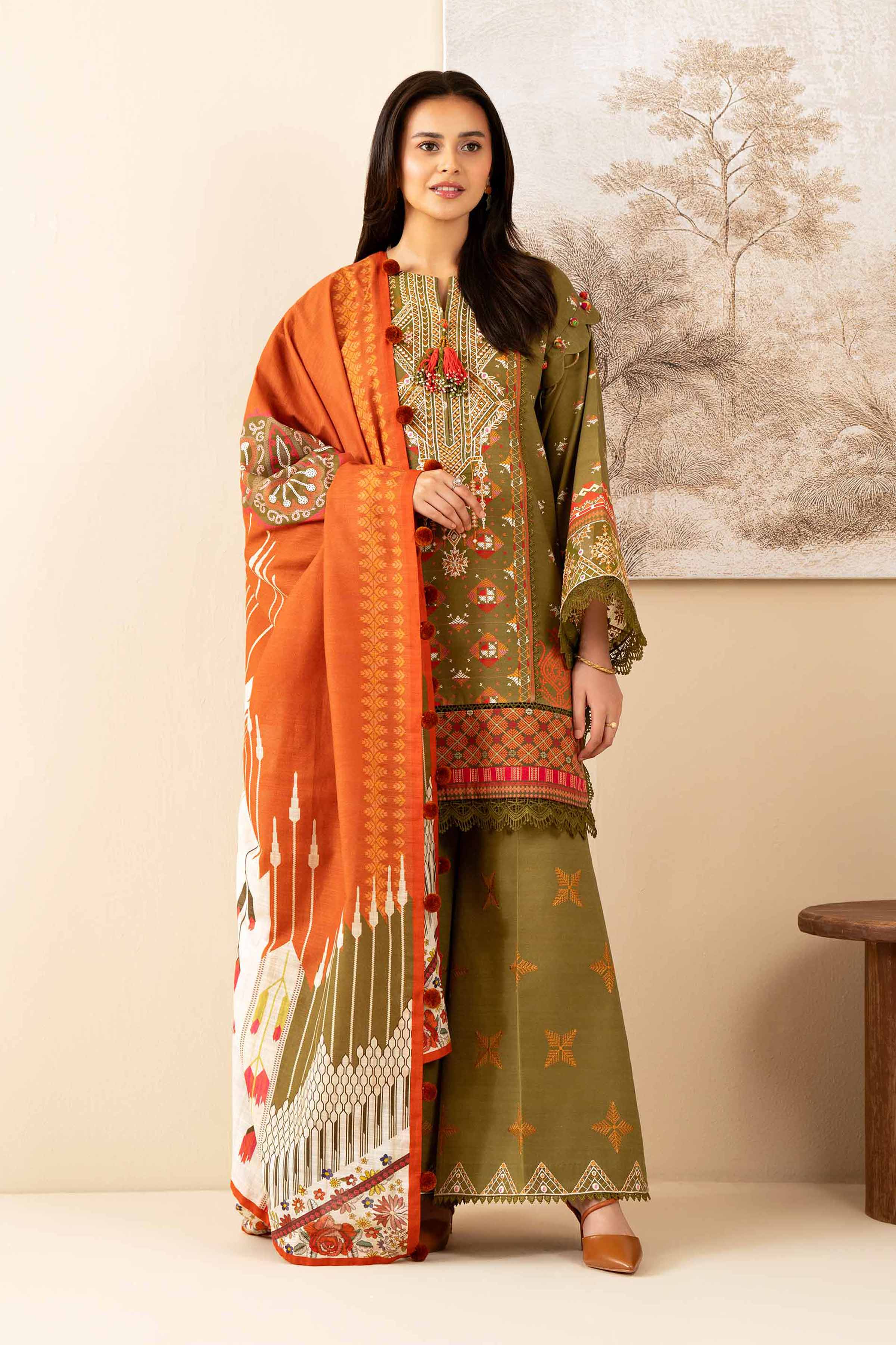 3 Piece - Printed Embroidered Suit - 42502920