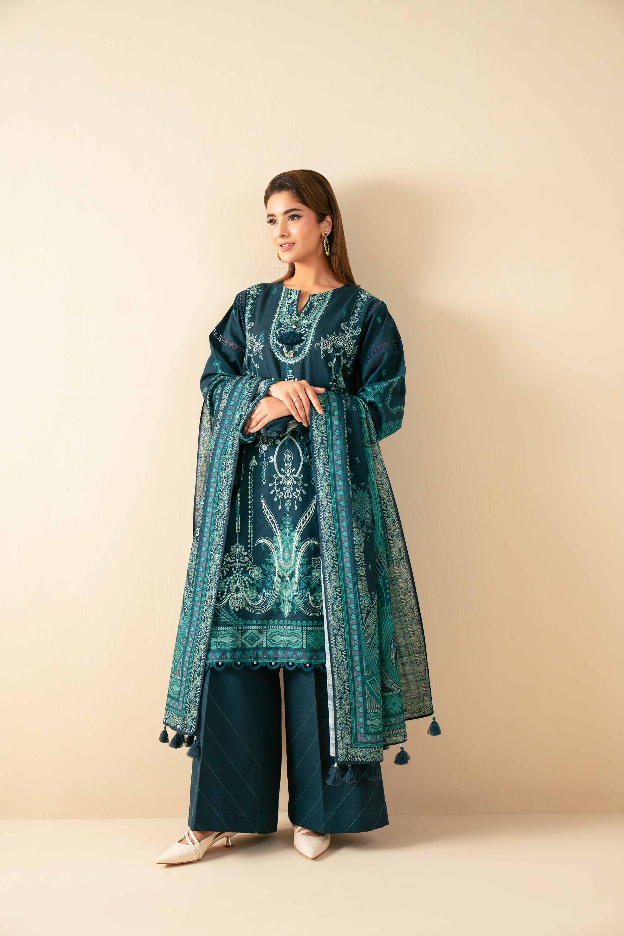 3 Piece - Digital Printed Embroidered Suit - 42502922