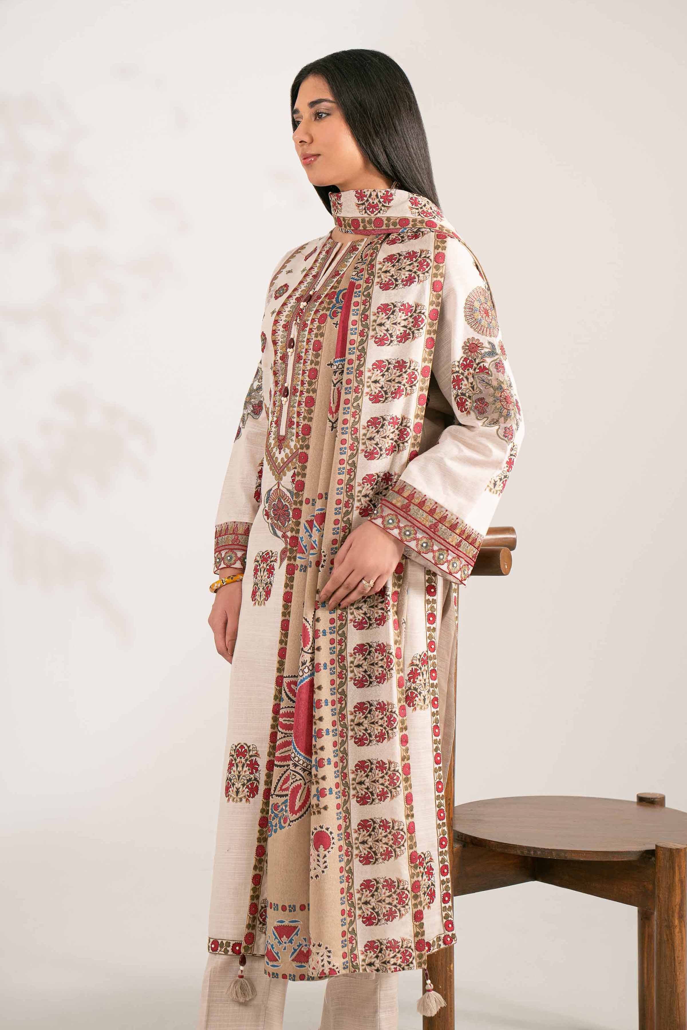 3 Piece - Printed Embroidered Suit - 42502934