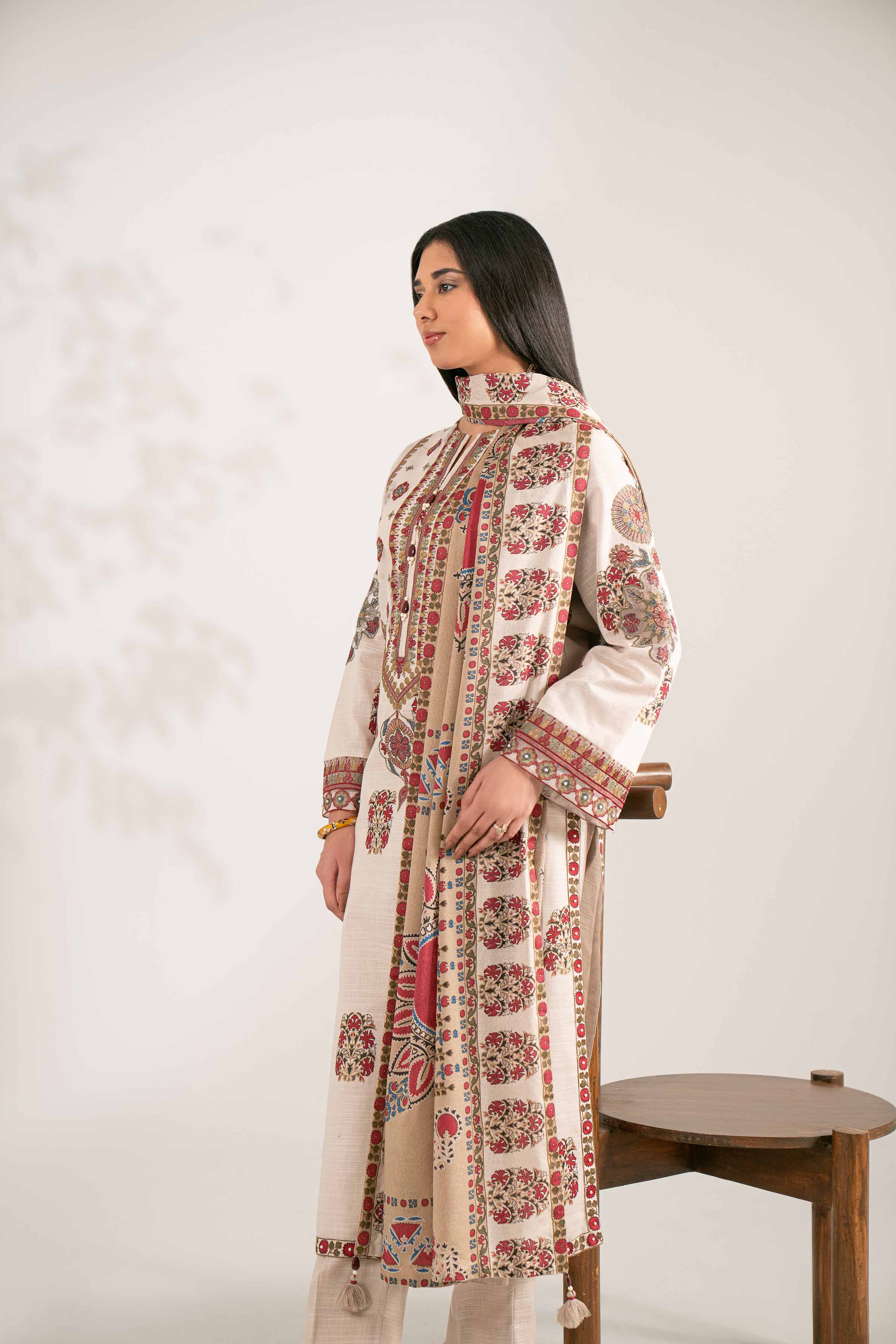 3 Piece - Printed Embroidered Suit - 42502934