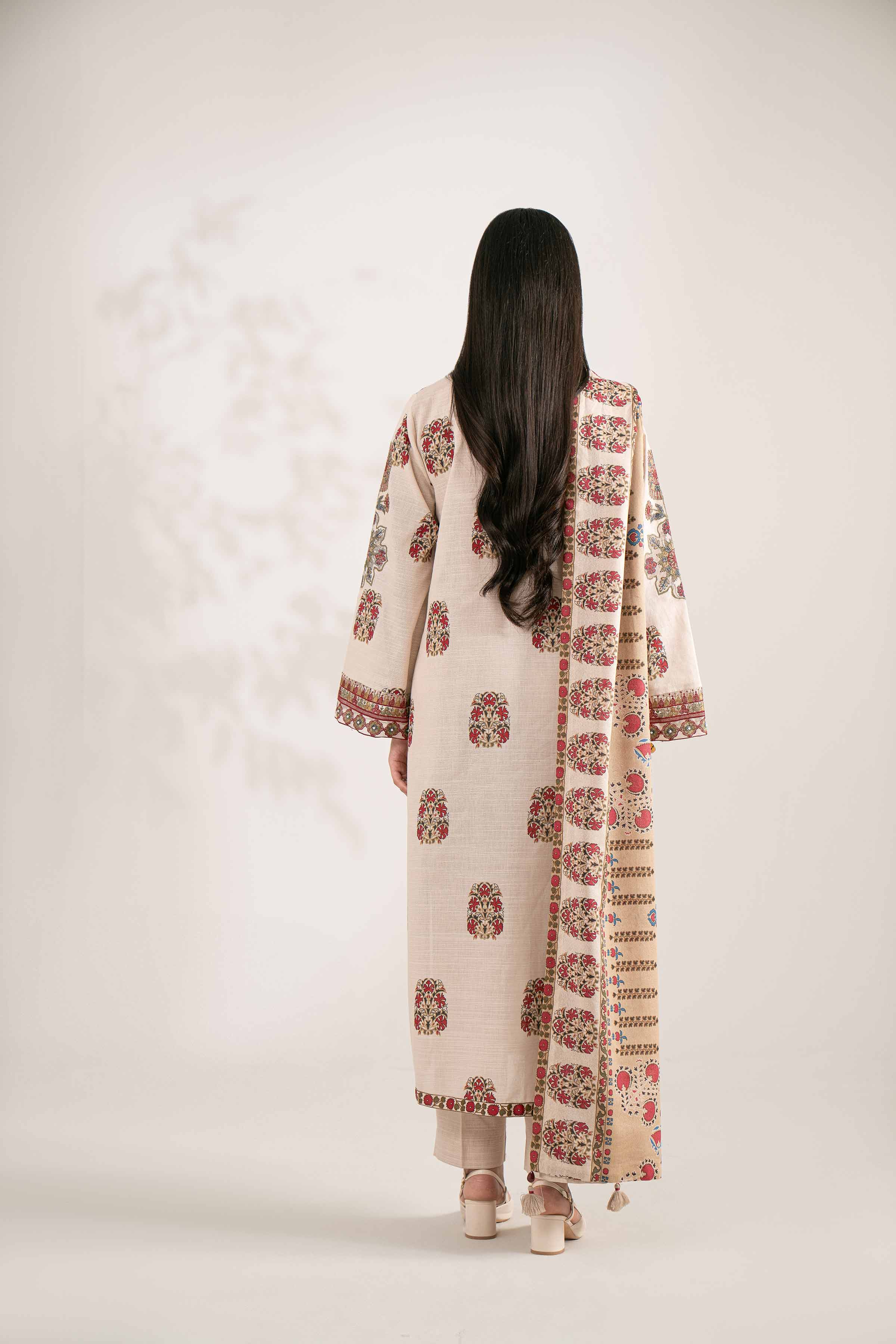 3 Piece - Printed Embroidered Suit - 42502934