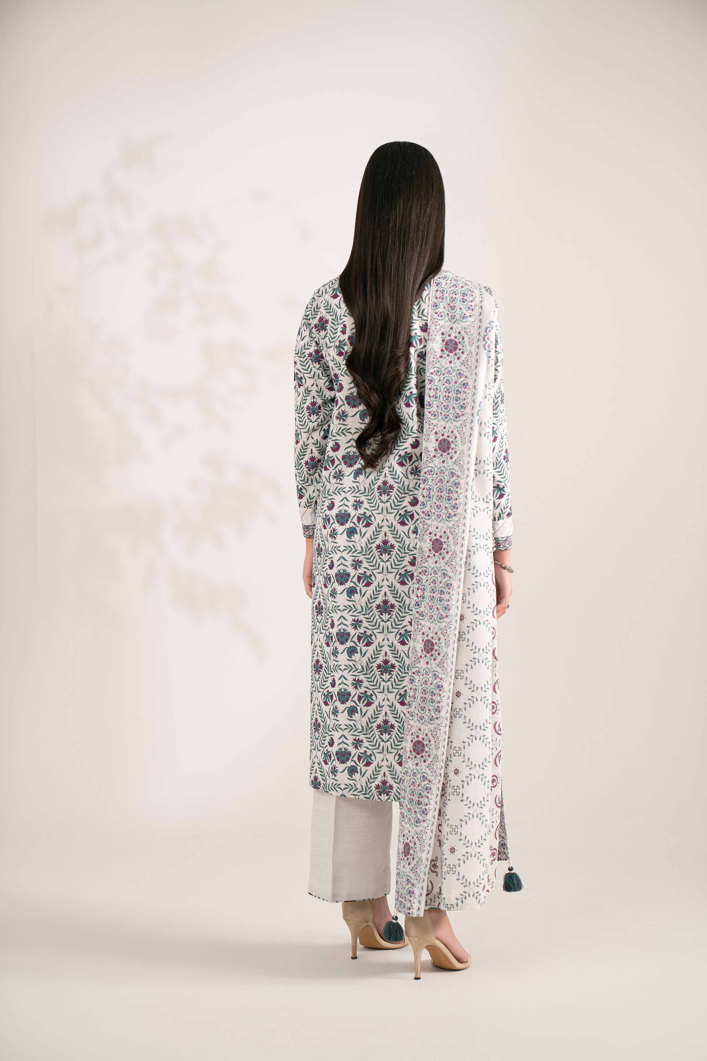 3 Piece - Printed Embroidered Suit - 42502935