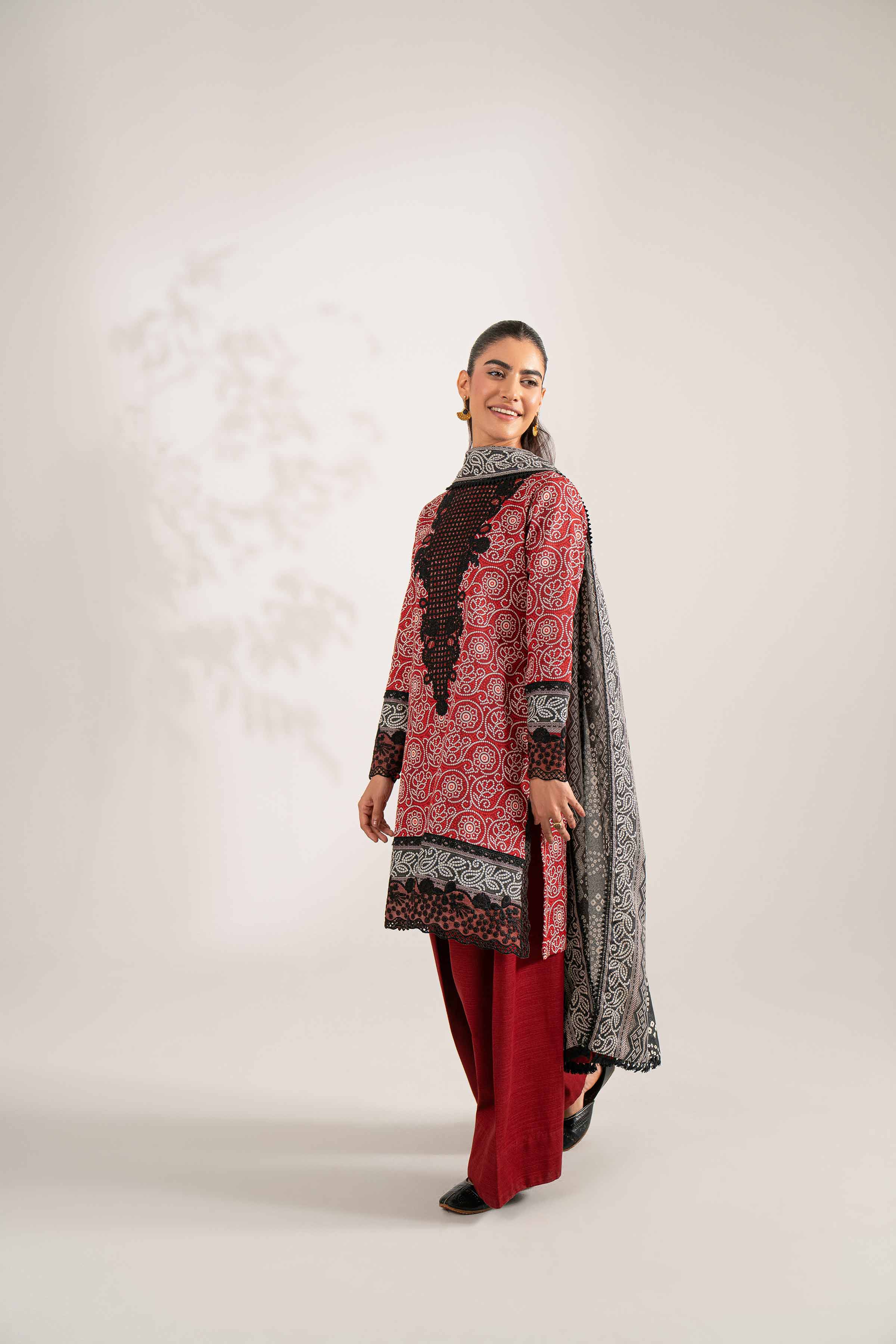 3 Piece - Printed Embroidered Suit - 42502936