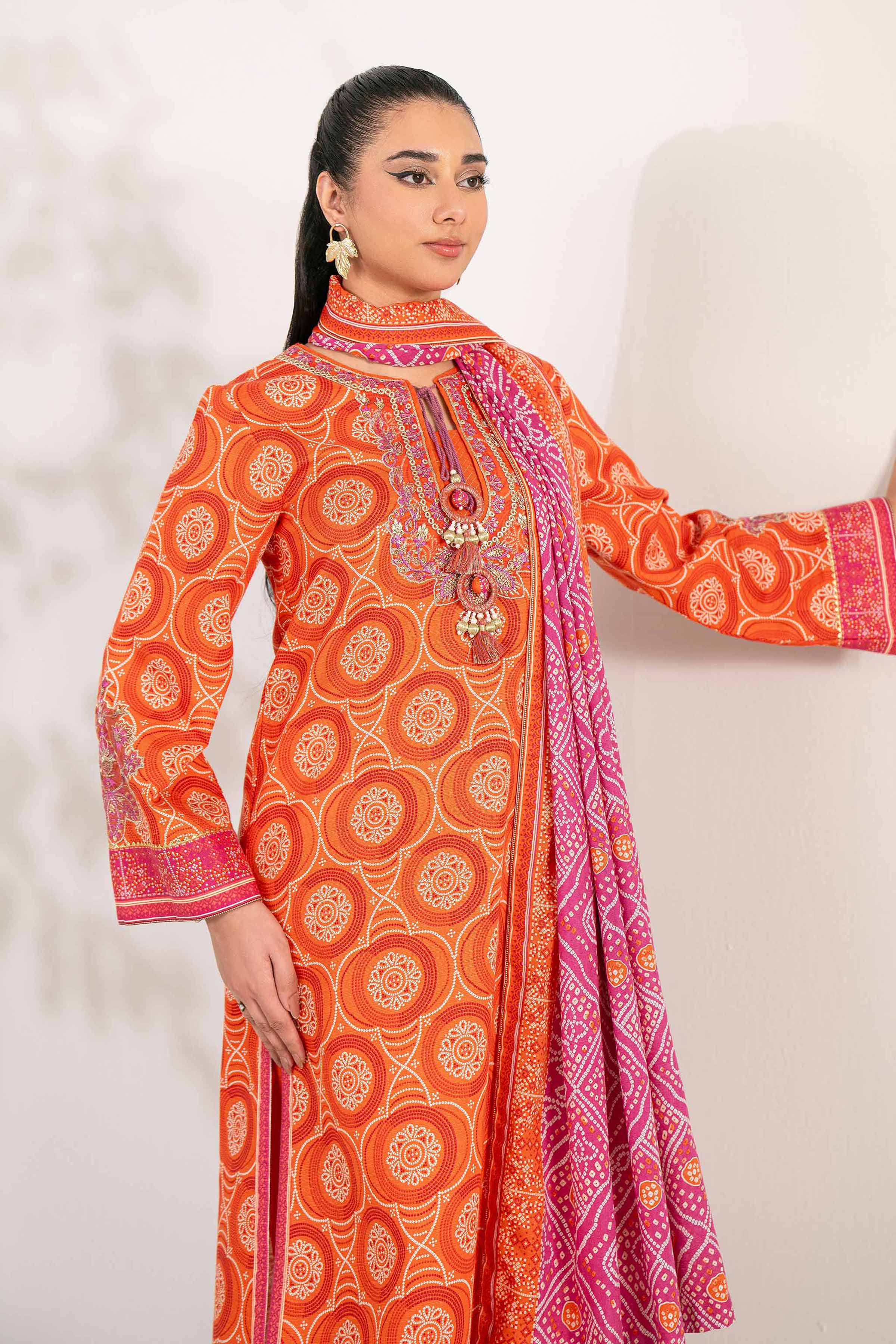 3 Piece - Printed Embroidered Suit - 42502938