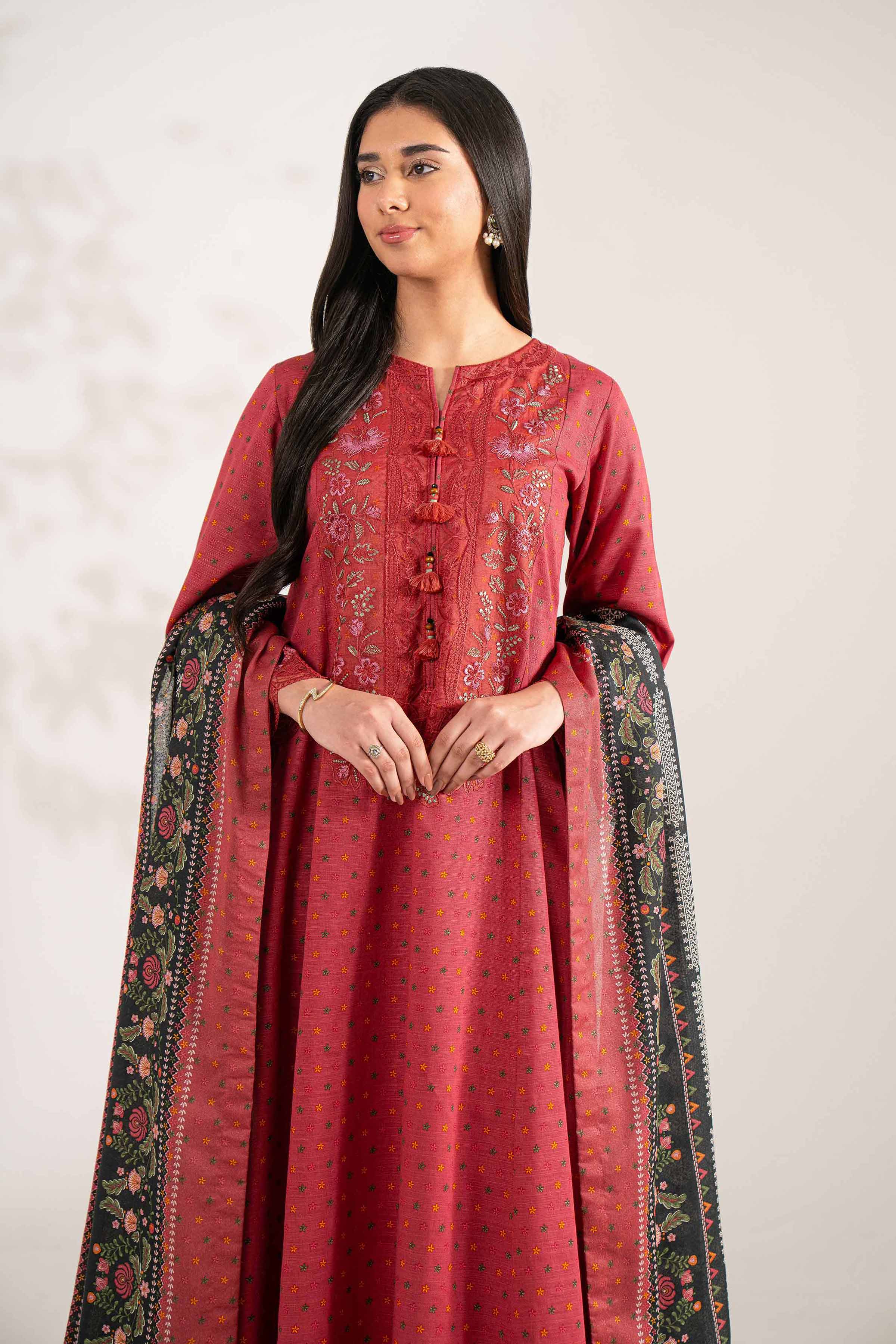 3 Piece - Printed Embroidered Suit - 42502941