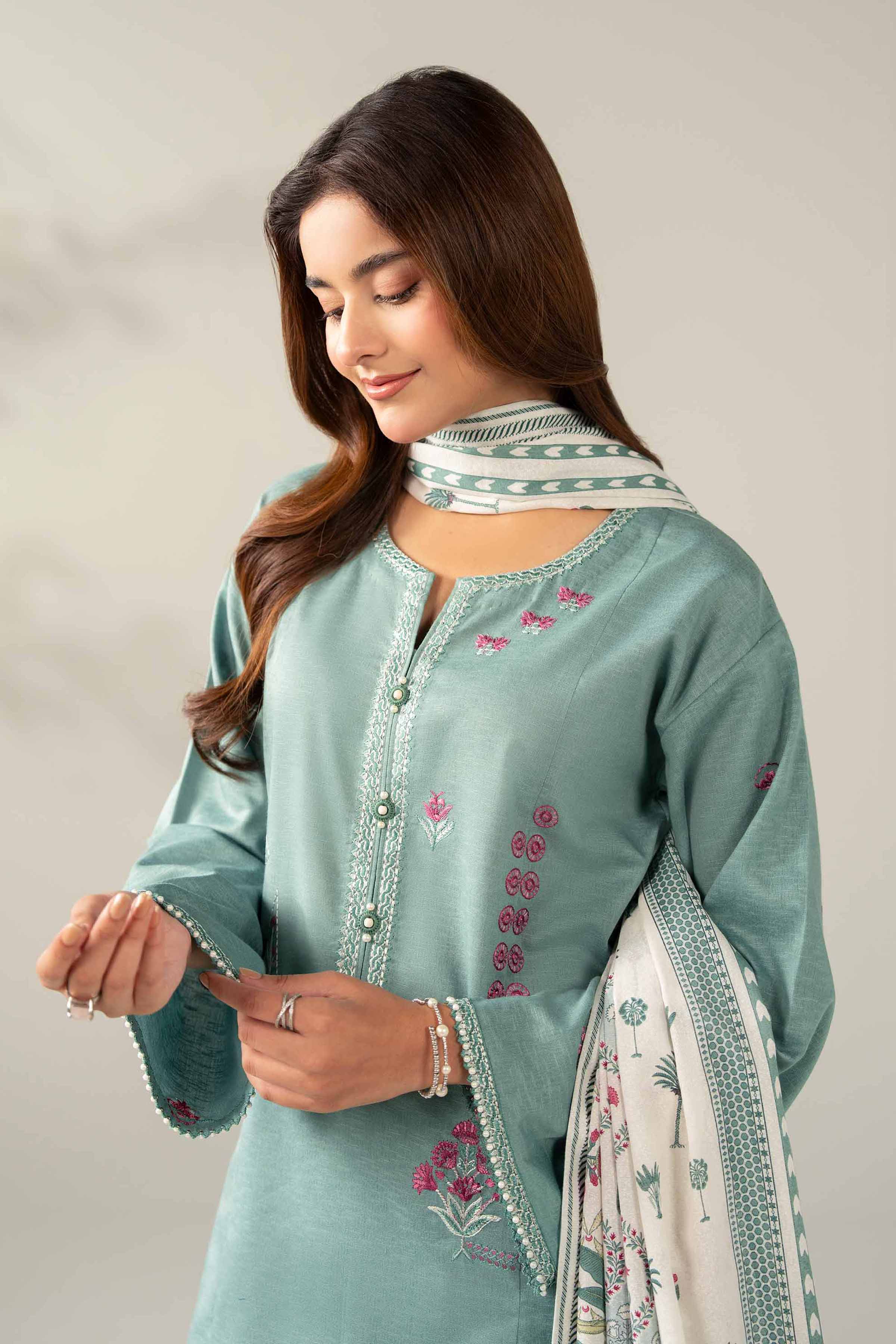 3 Piece - Printed Embroidered Suit - 42502954