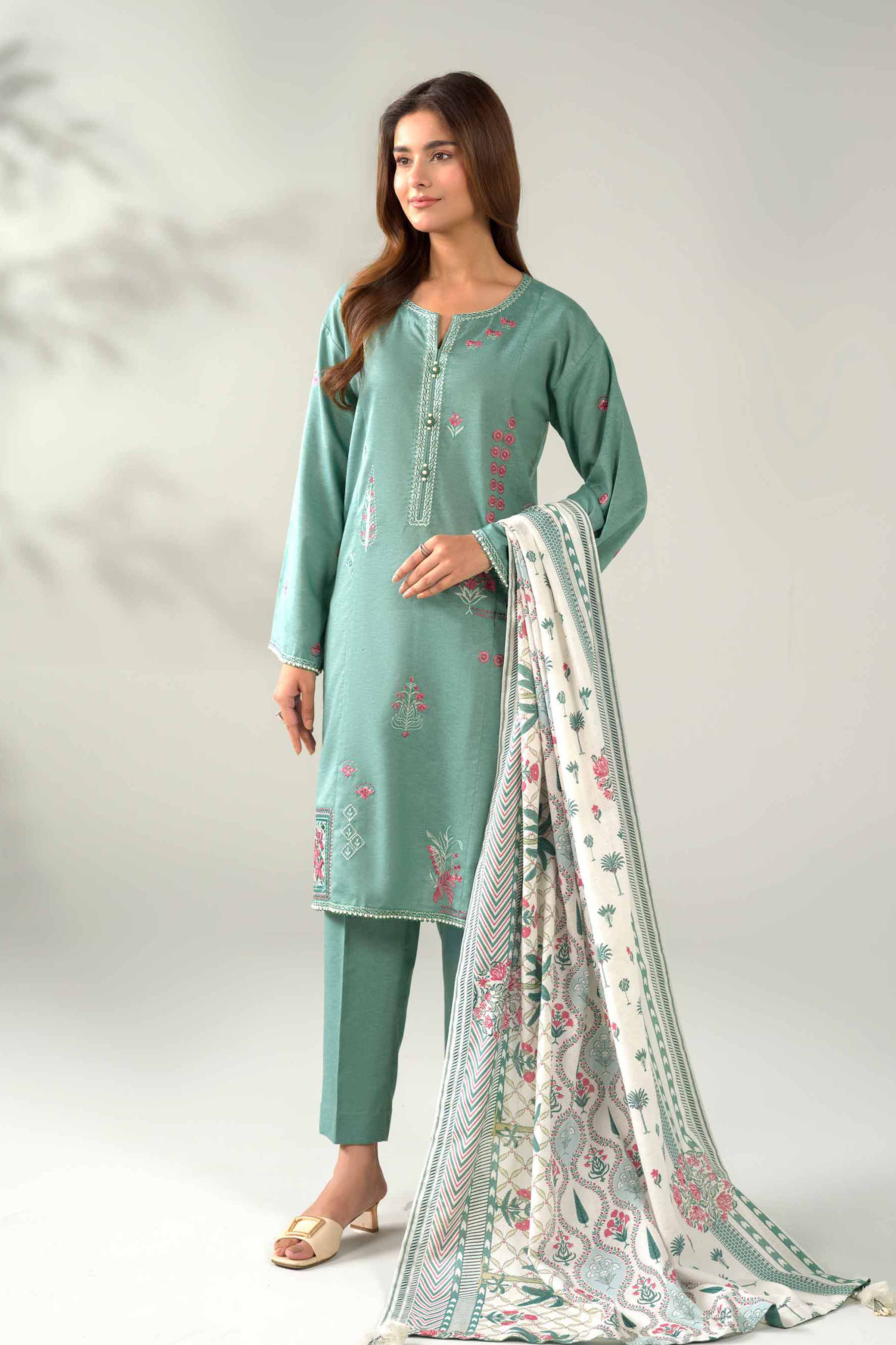 3 Piece - Printed Embroidered Suit - 42502954