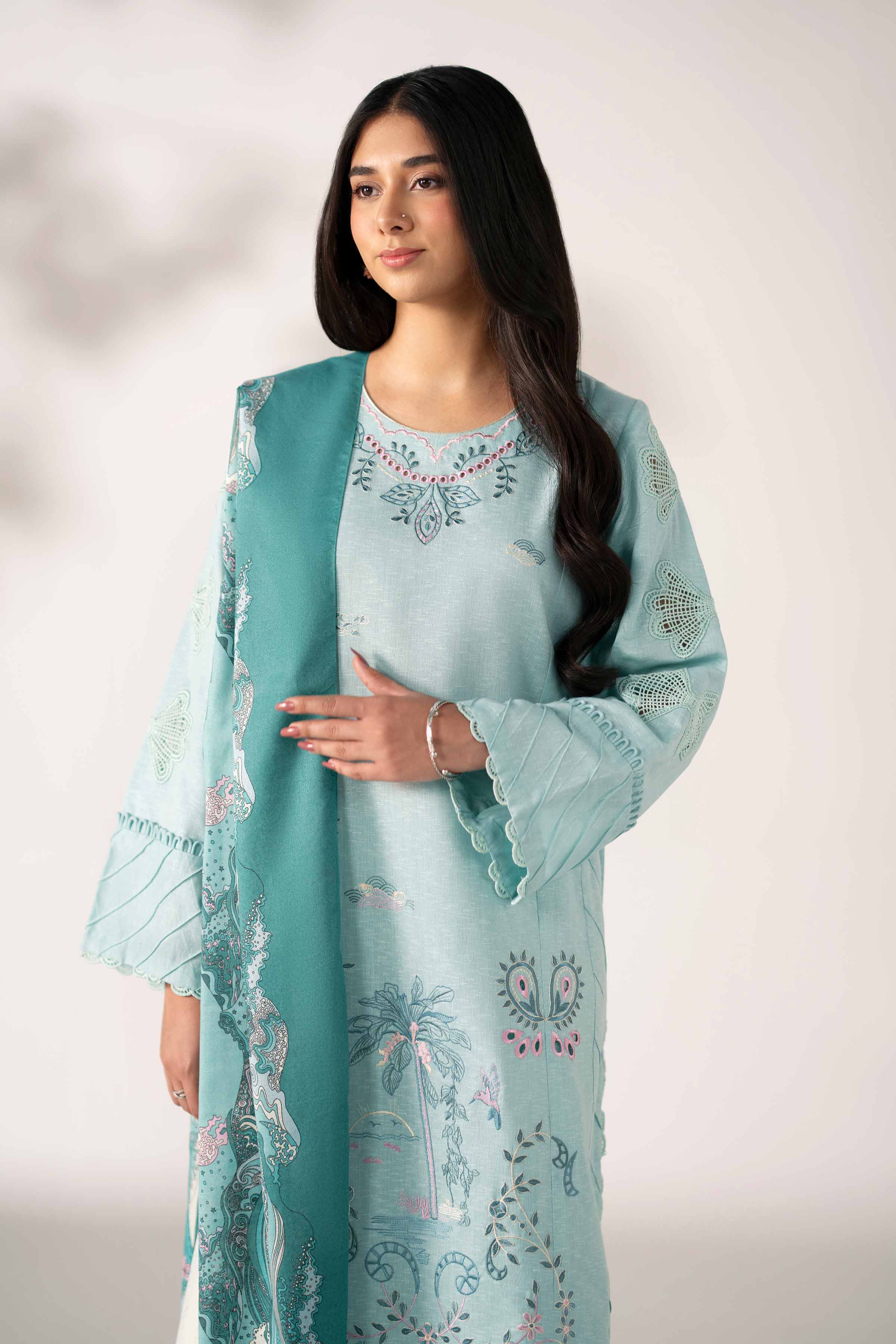 3 Piece - Printed Embroidered Suit - 42502955