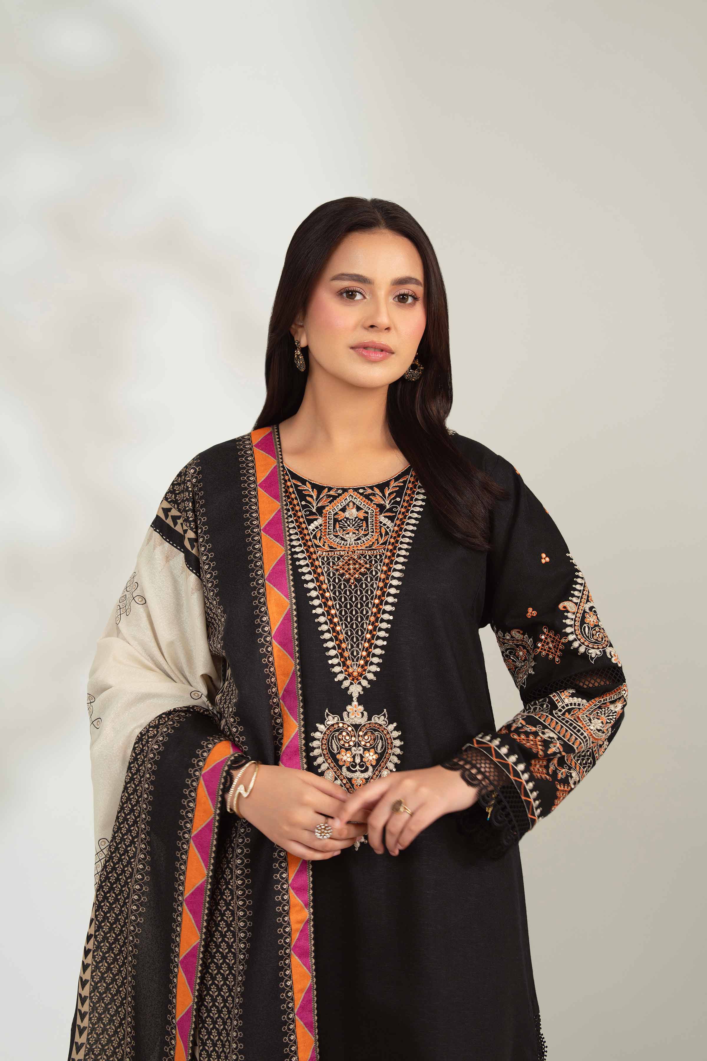 3 Piece - Printed Embroidered Suit - 42502958