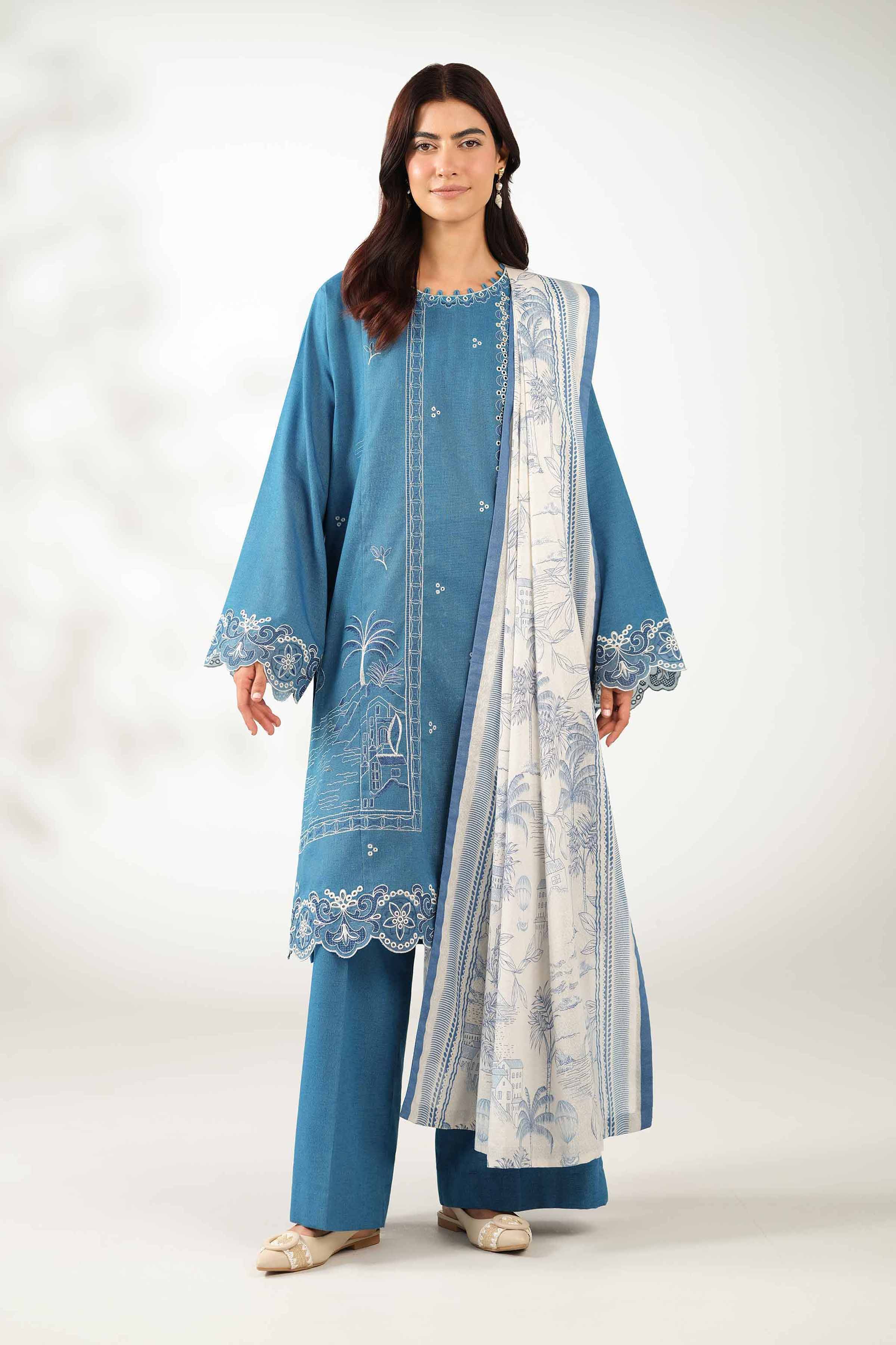 3 Piece - Printed Embroidered Suit - 42502959