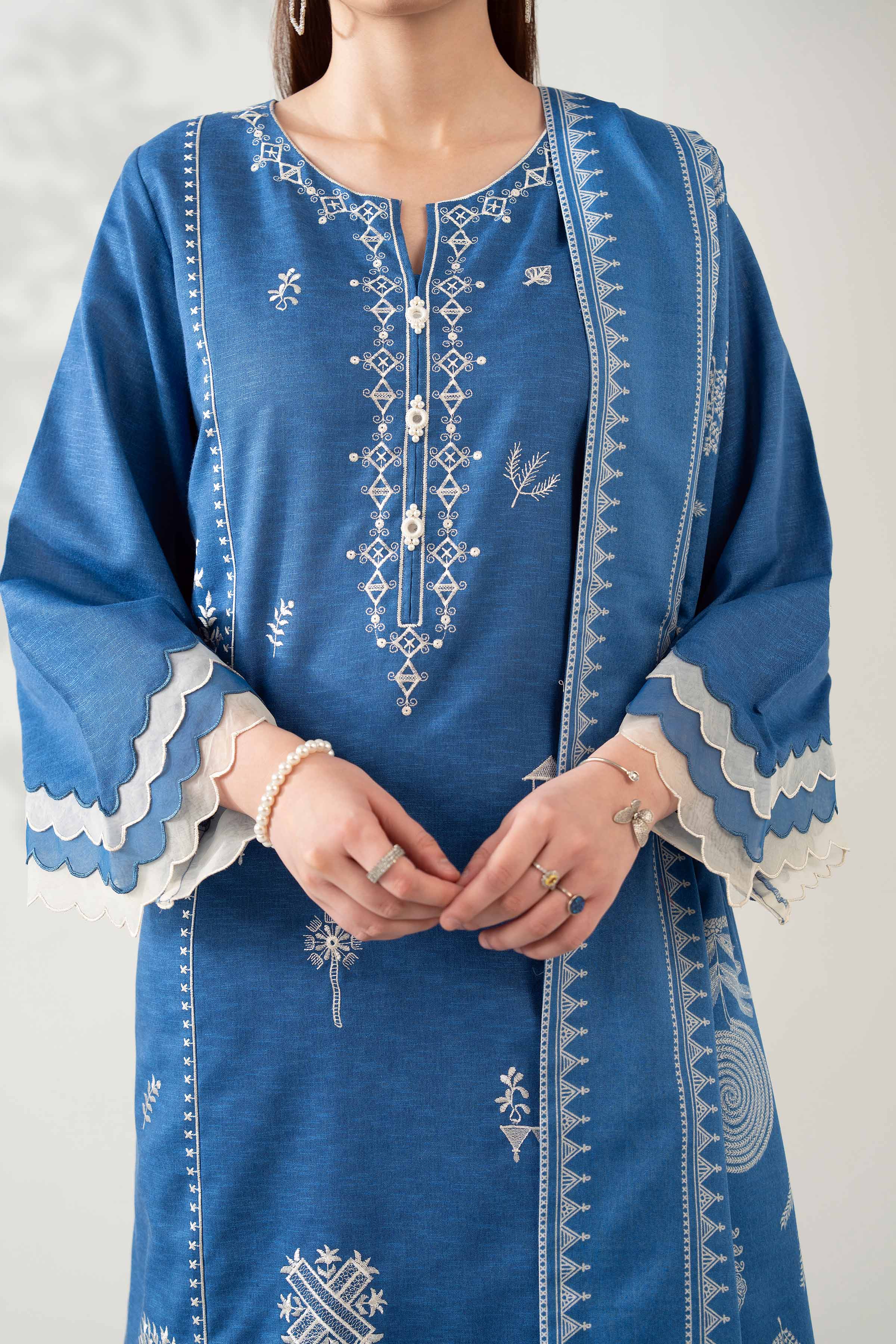 3 Piece - Printed Embroidered Suit - 42502962