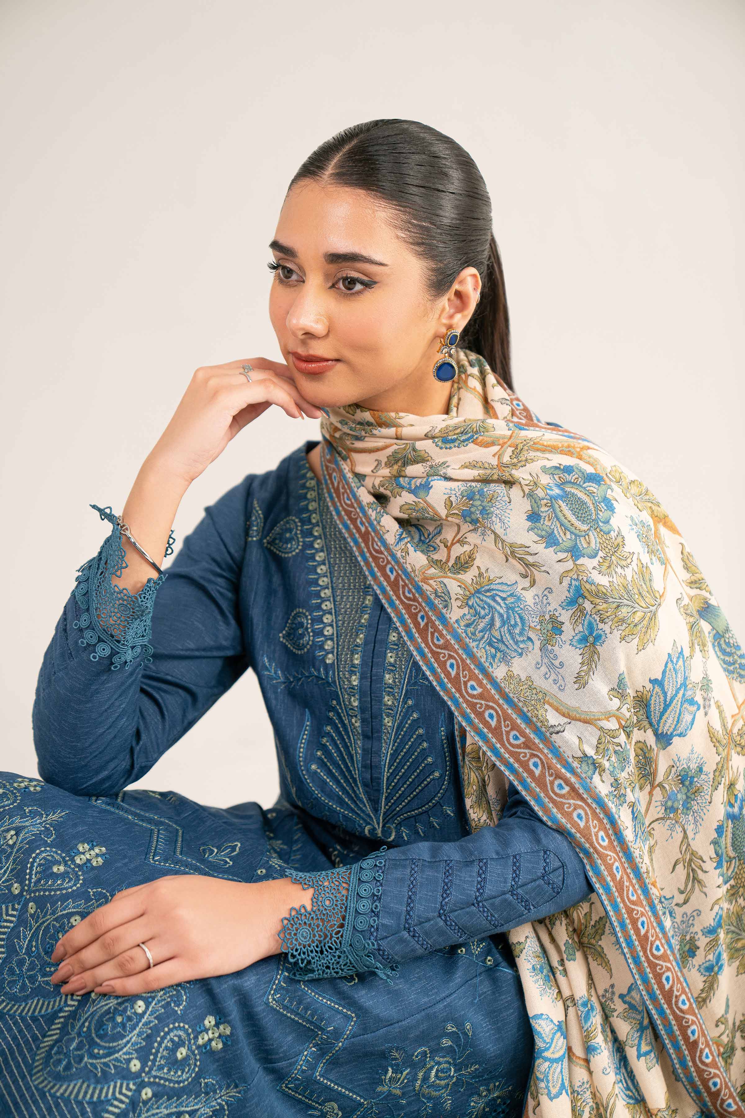 3 Piece - Digital Printed Embroidered Suit - 42502975