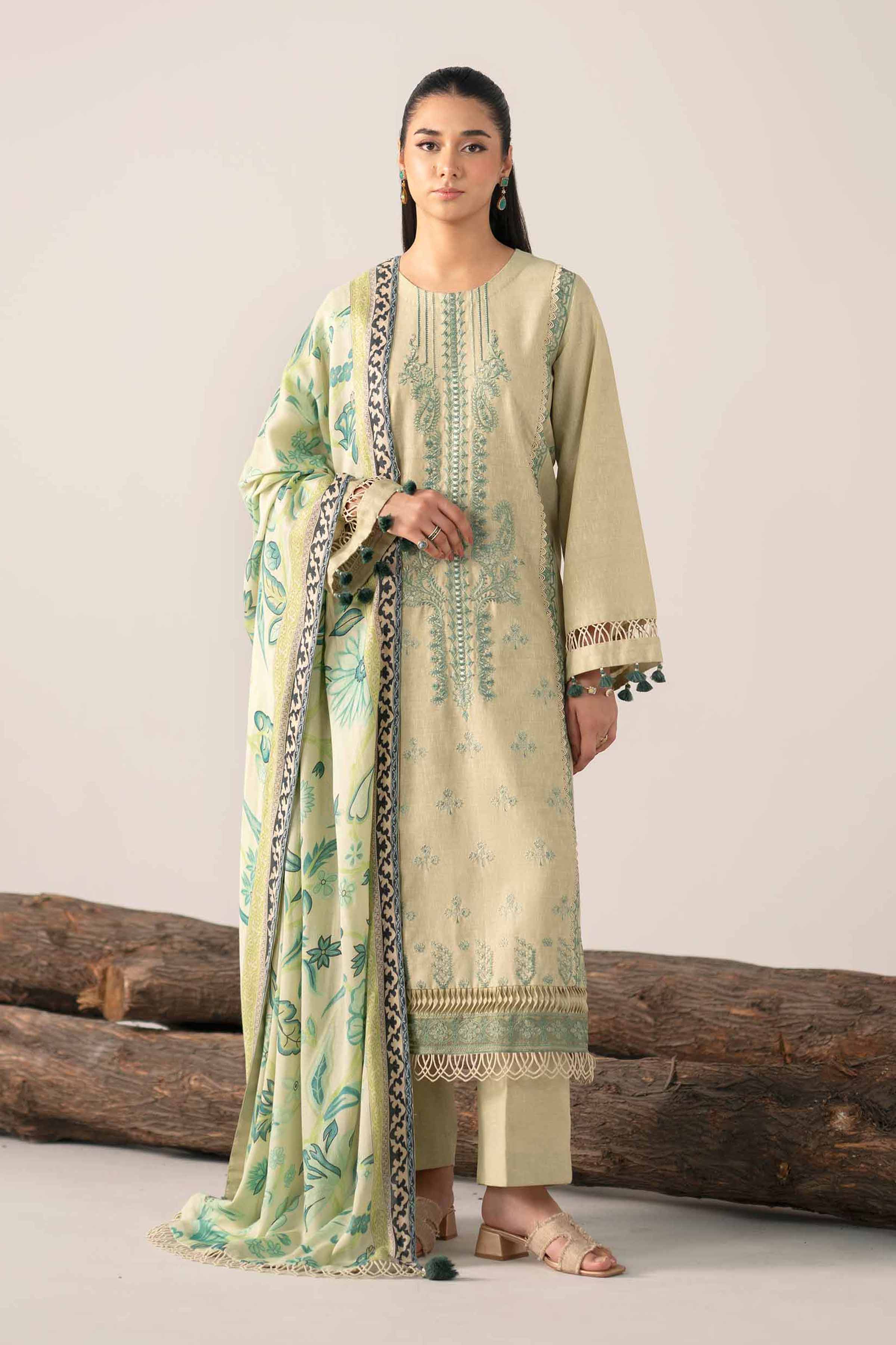 3 Piece - Digital Printed Embroidered Suit - 42502976