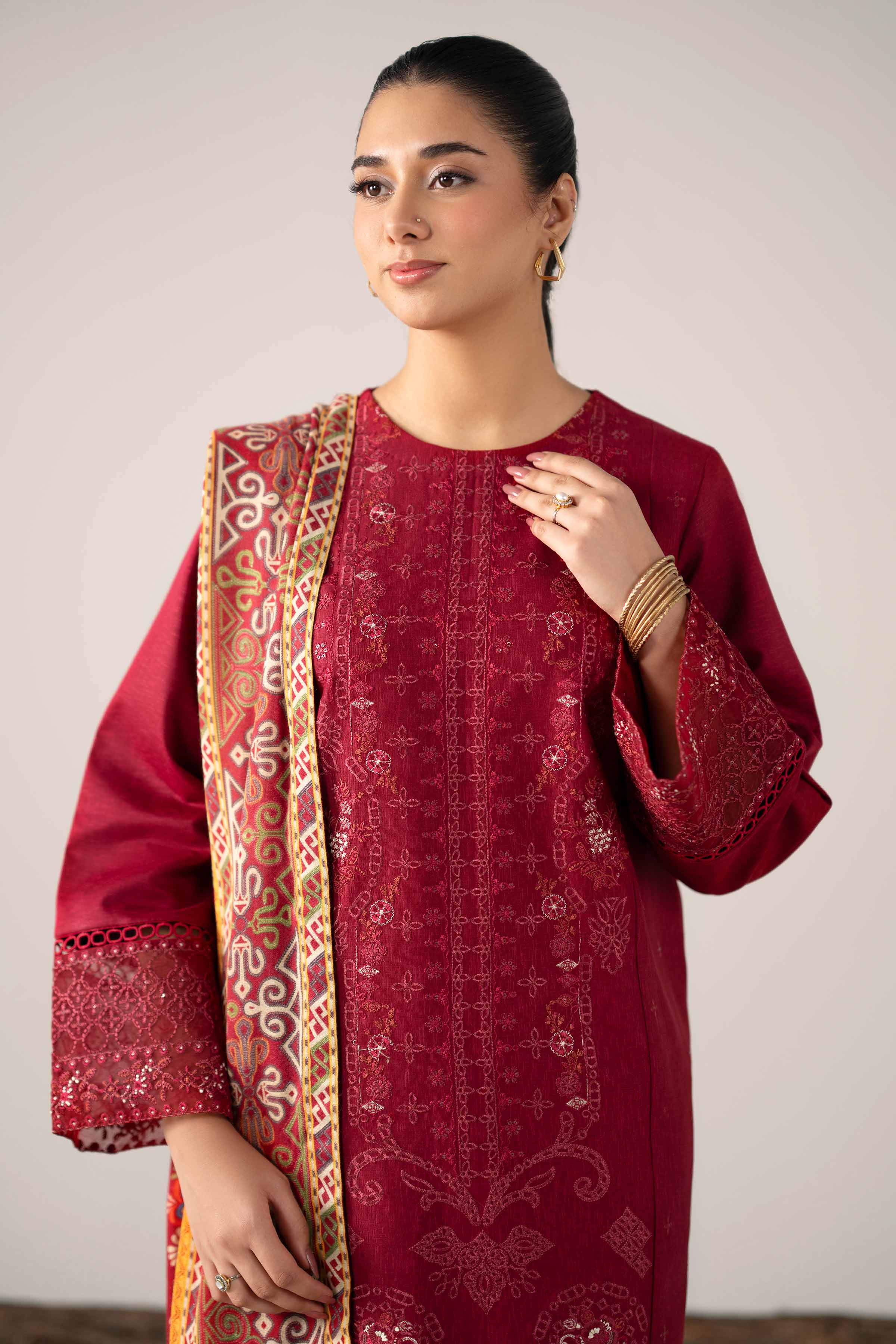 3 Piece - Digital Printed Embroidered Suit - 42502978