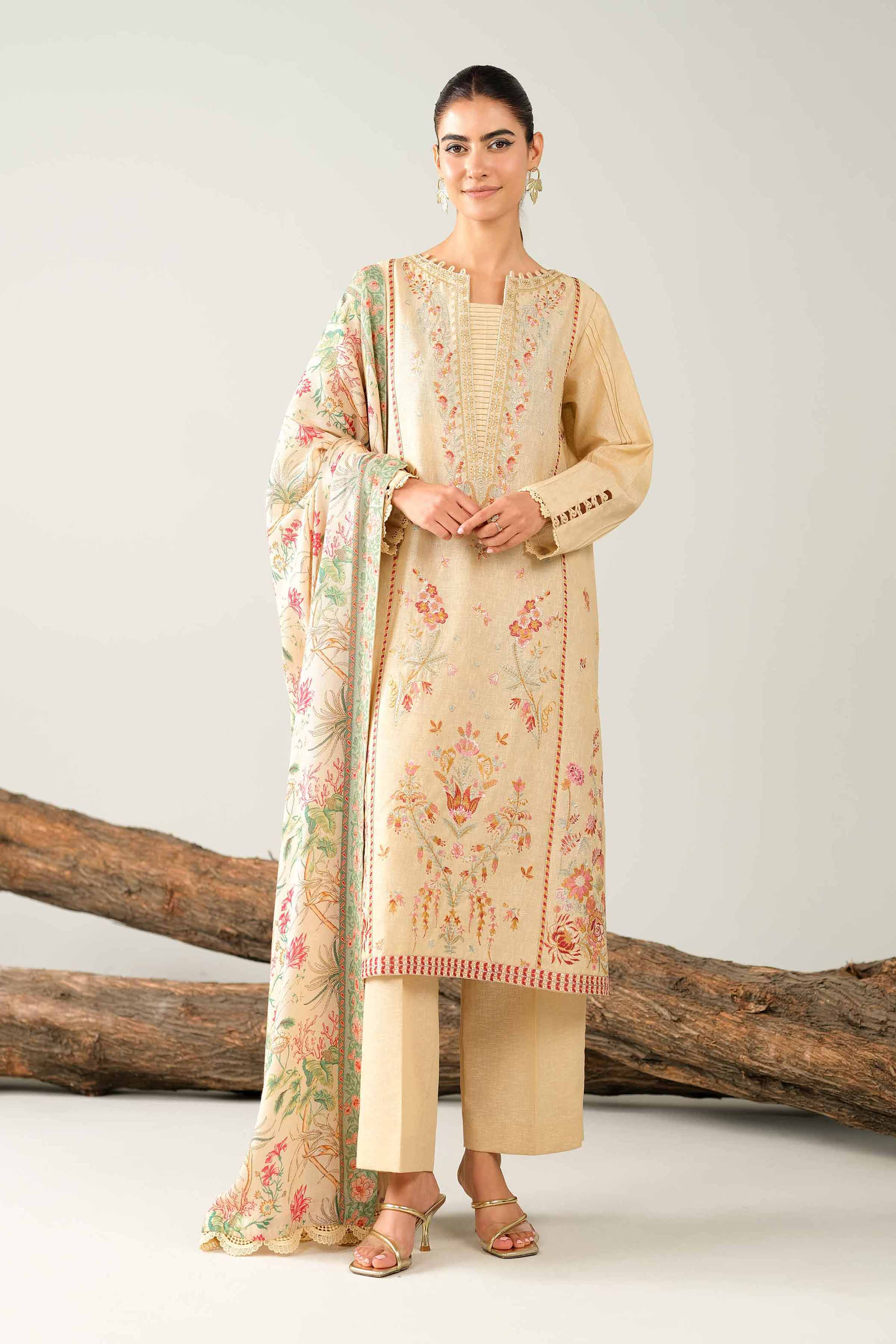 3 Piece - Digital Printed Embroidered Suit - 42502980