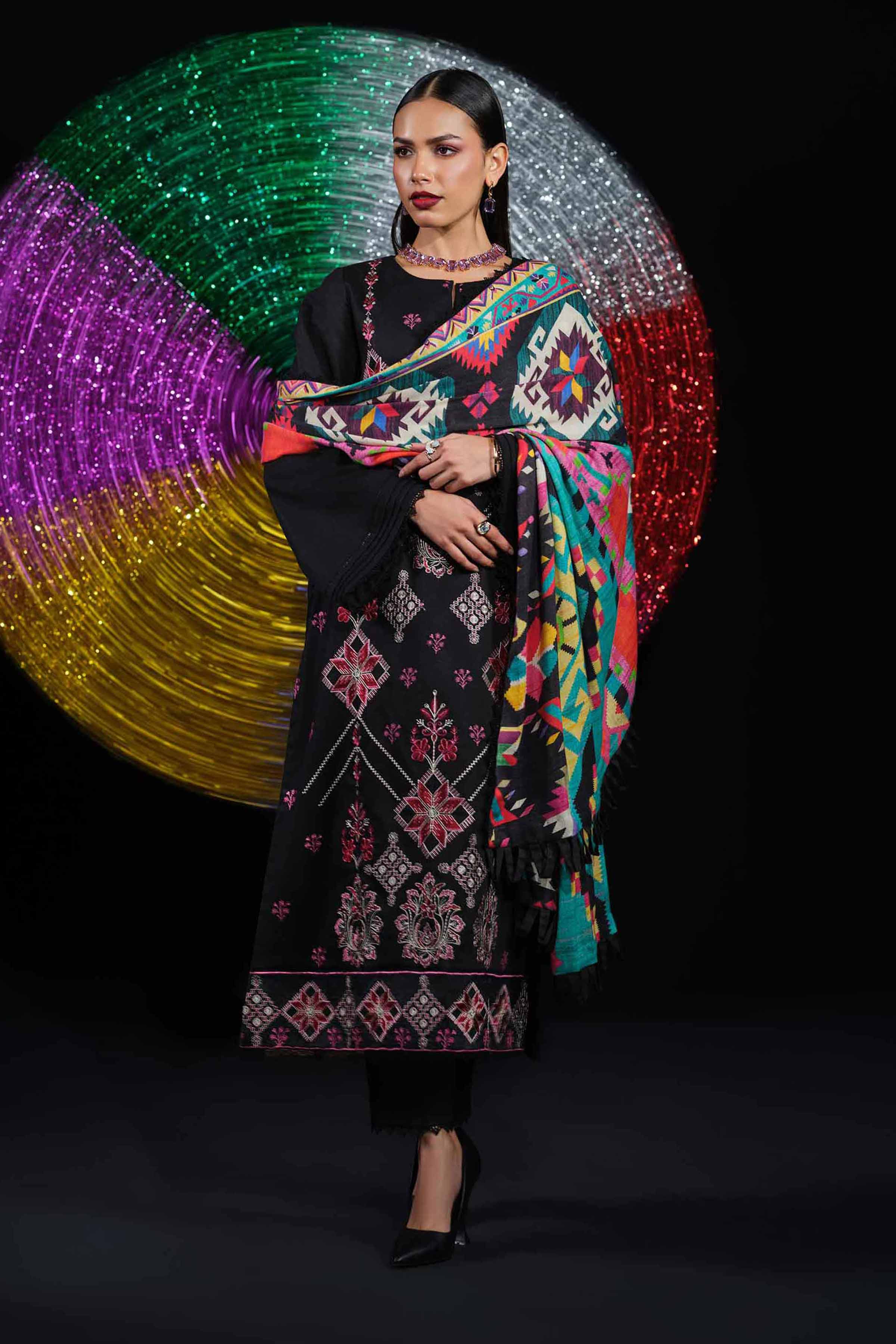 3 Piece - Digital Printed Embroidered Suit - 42502981