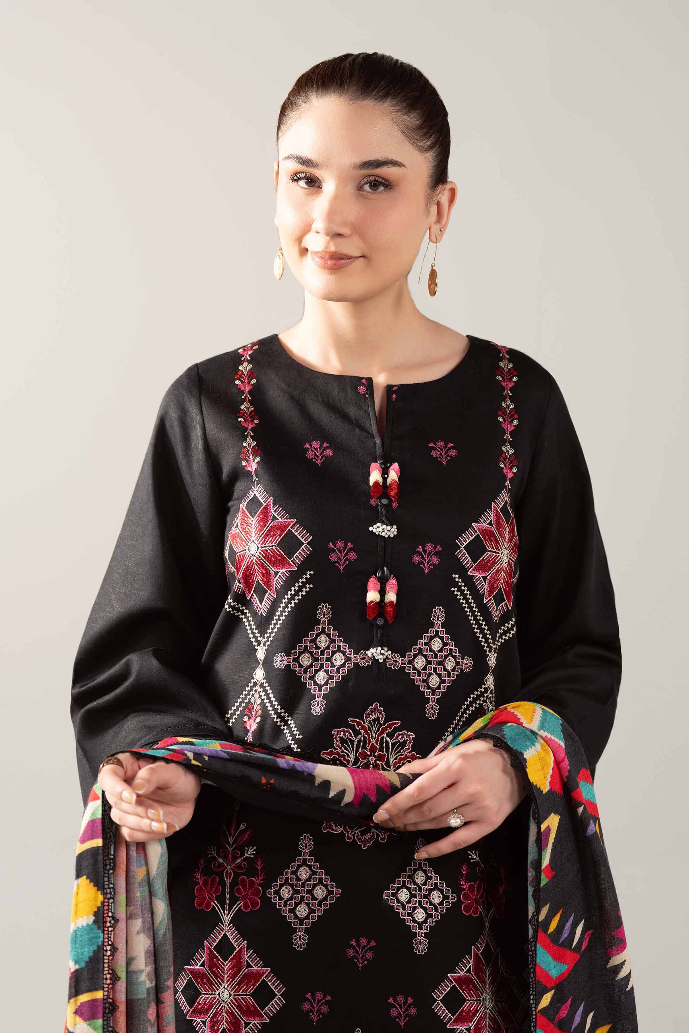 3 Piece - Digital Printed Embroidered Suit - 42502981