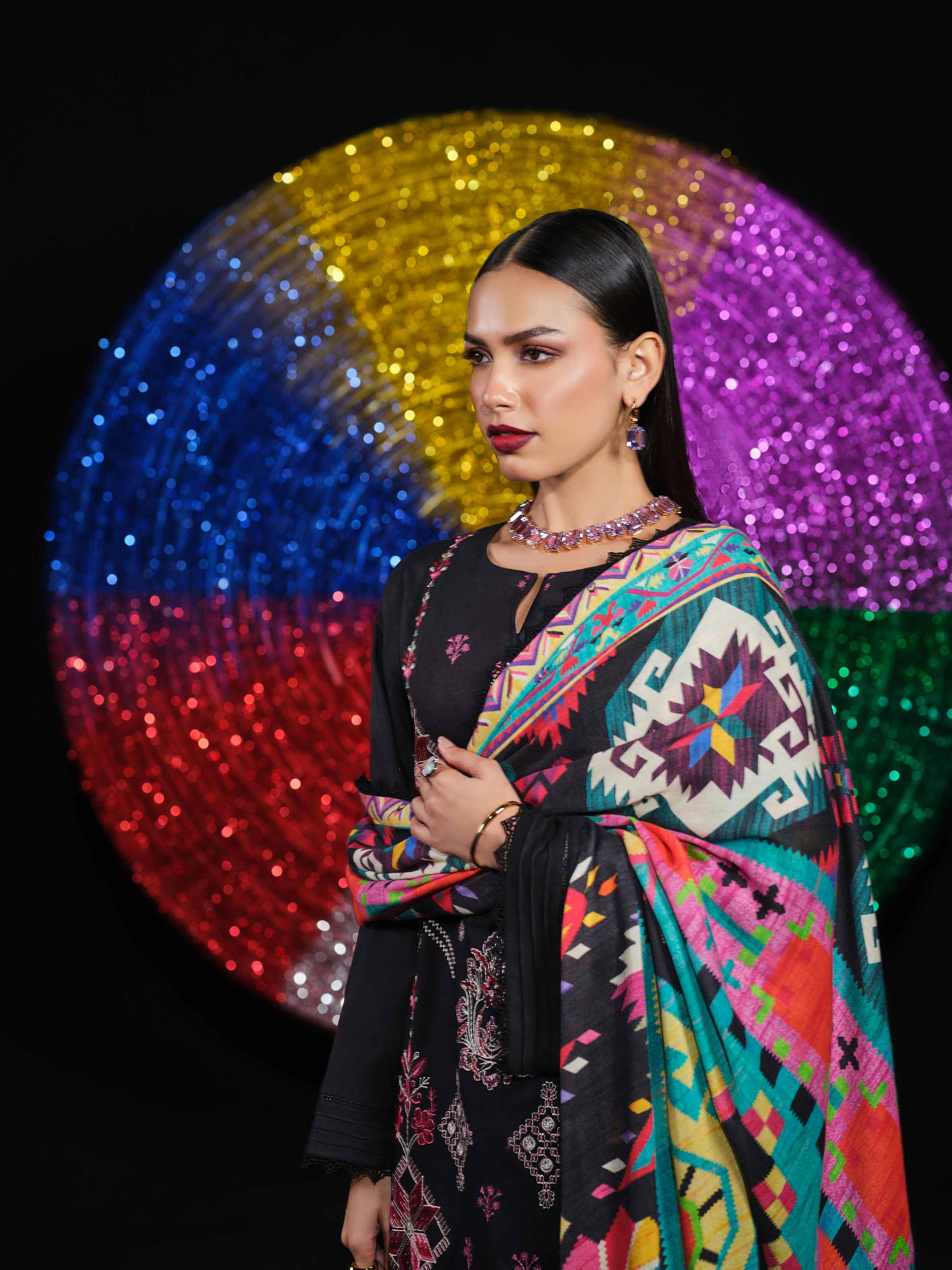 3 Piece - Digital Printed Embroidered Suit - 42502981