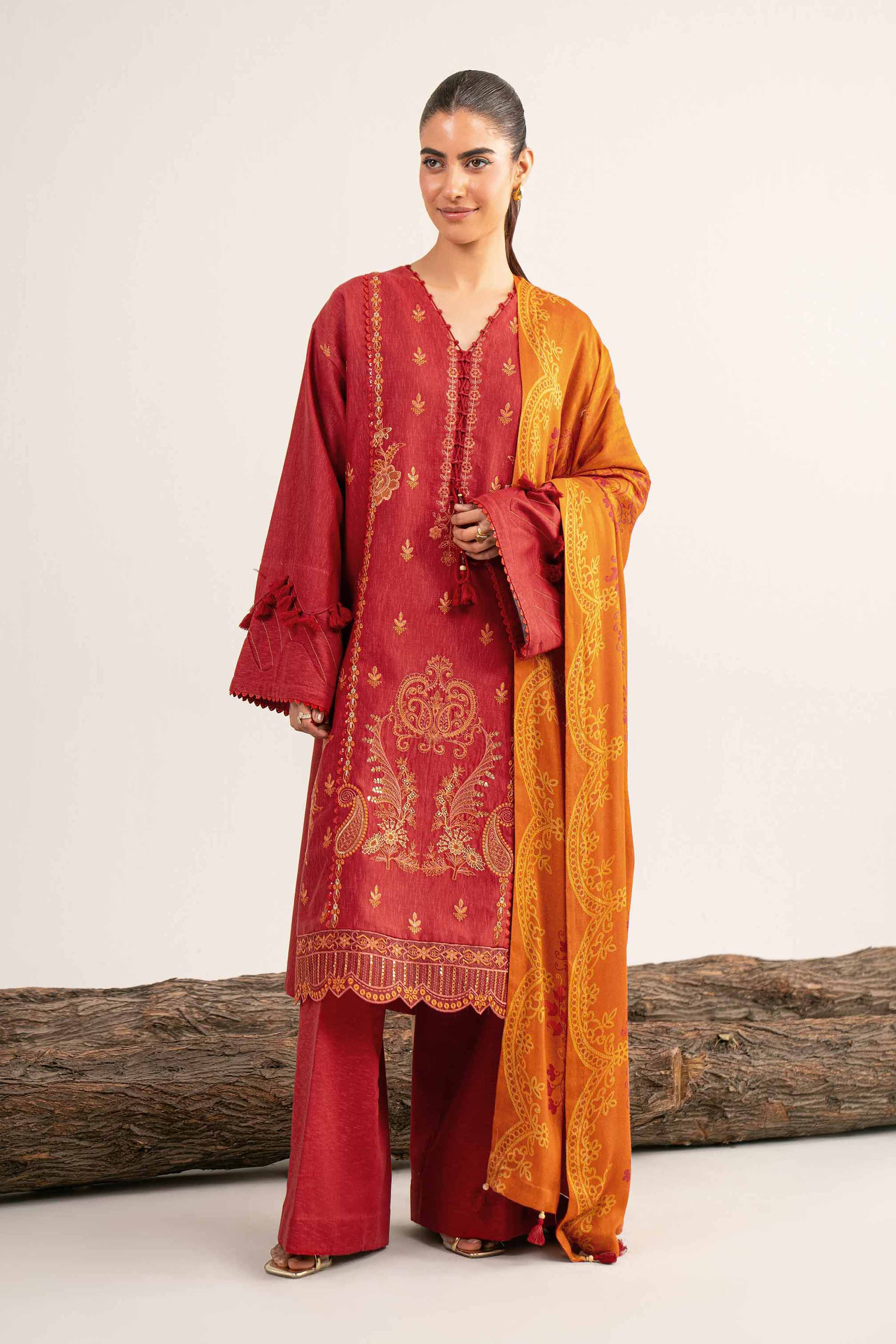 3 Piece - Digital Printed Embroidered Suit - 42502983