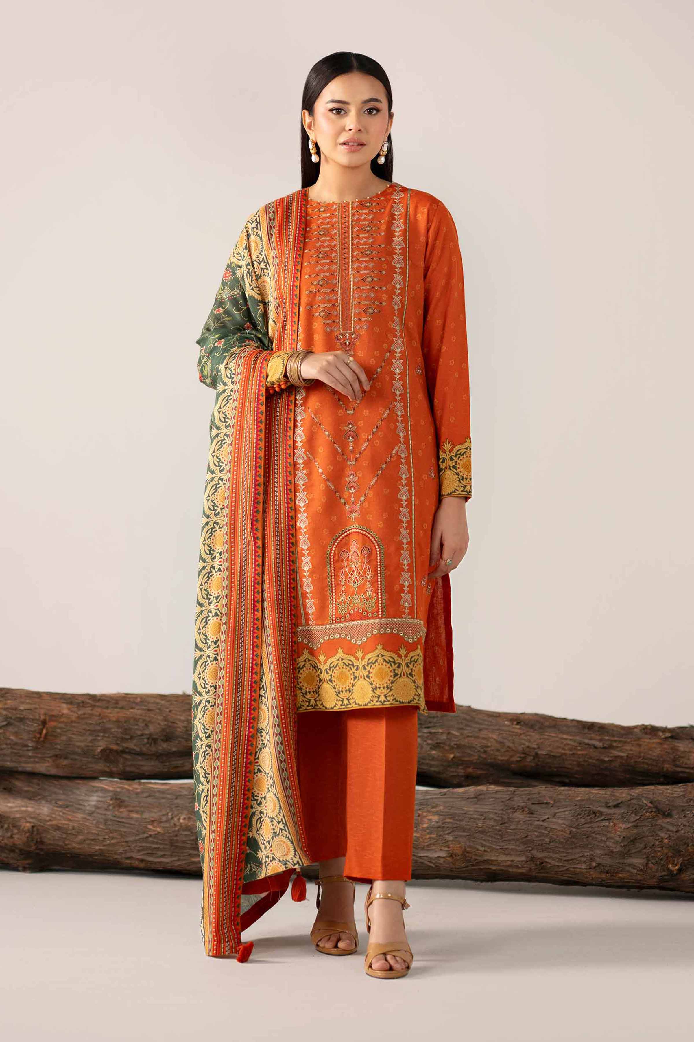 3 Piece - Digital Printed Embroidered Suit - 42502985