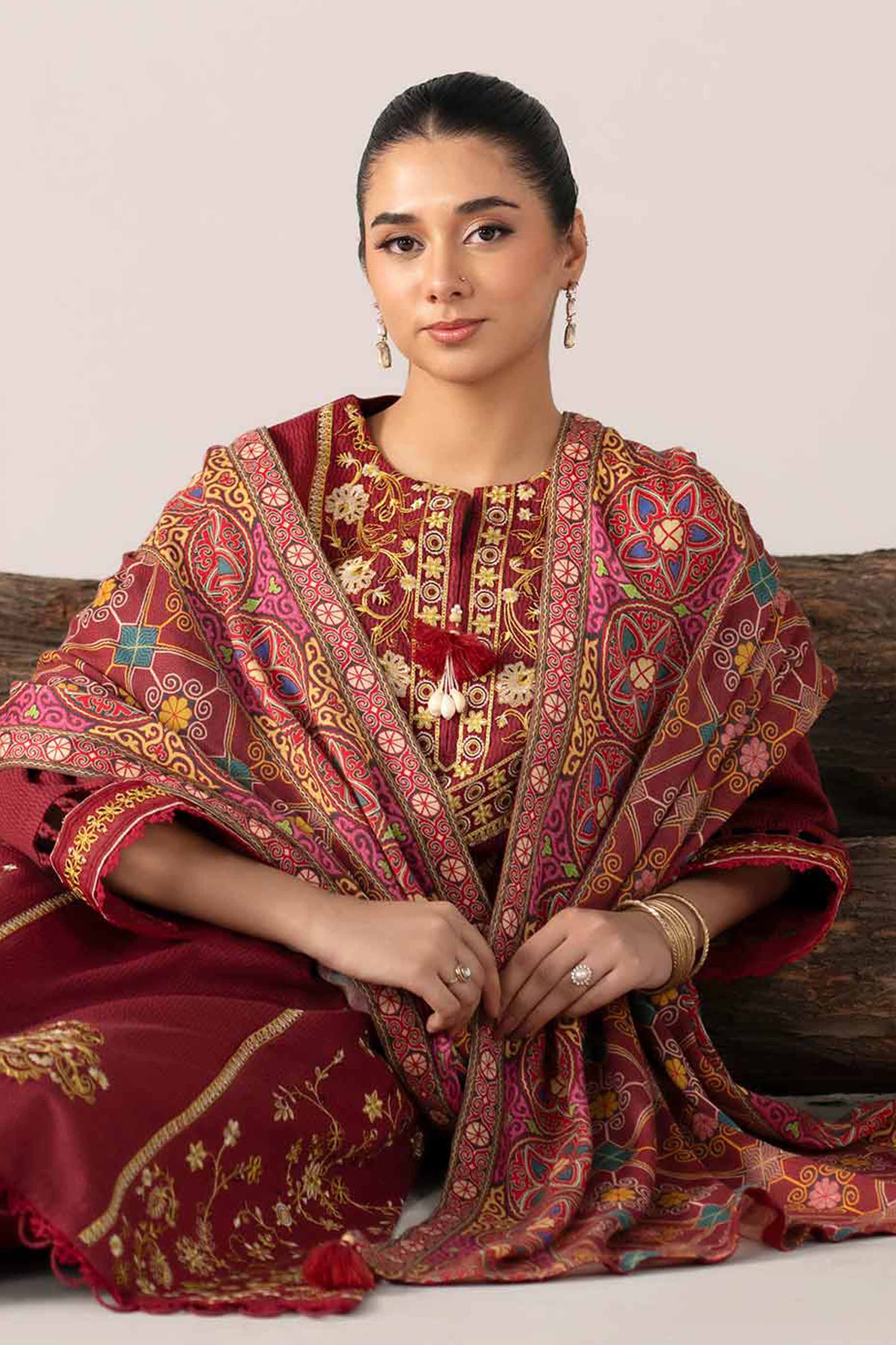 3 Piece - Digital Printed Embroidered Suit - 42502986