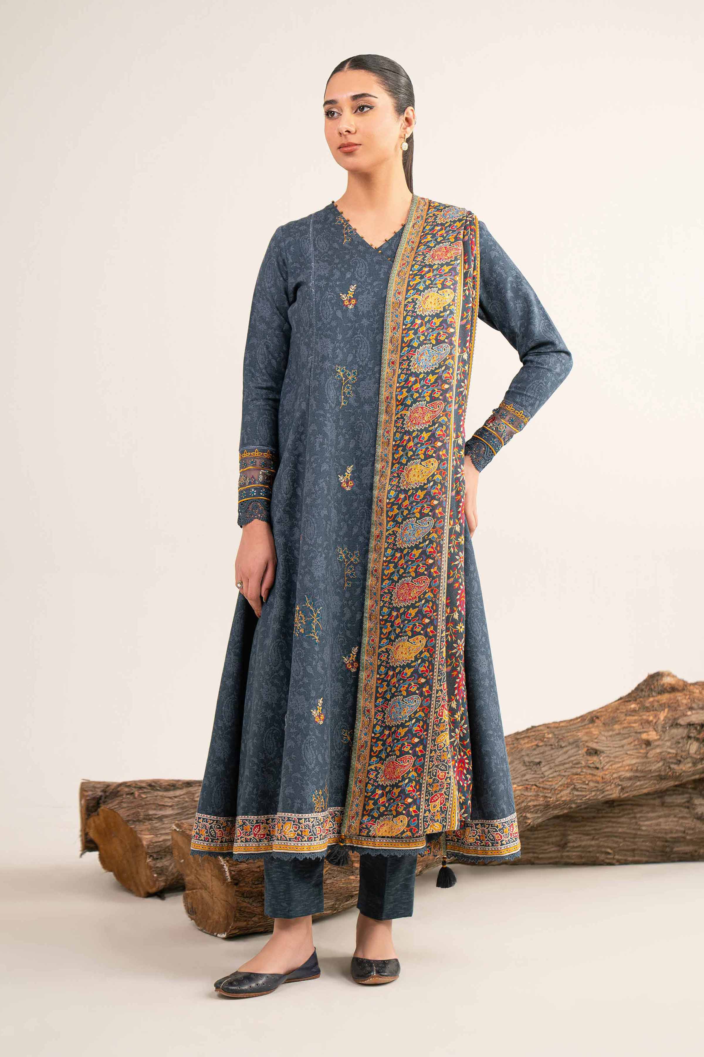 3 Piece - Digital Printed Embroidered Suit - 42502987