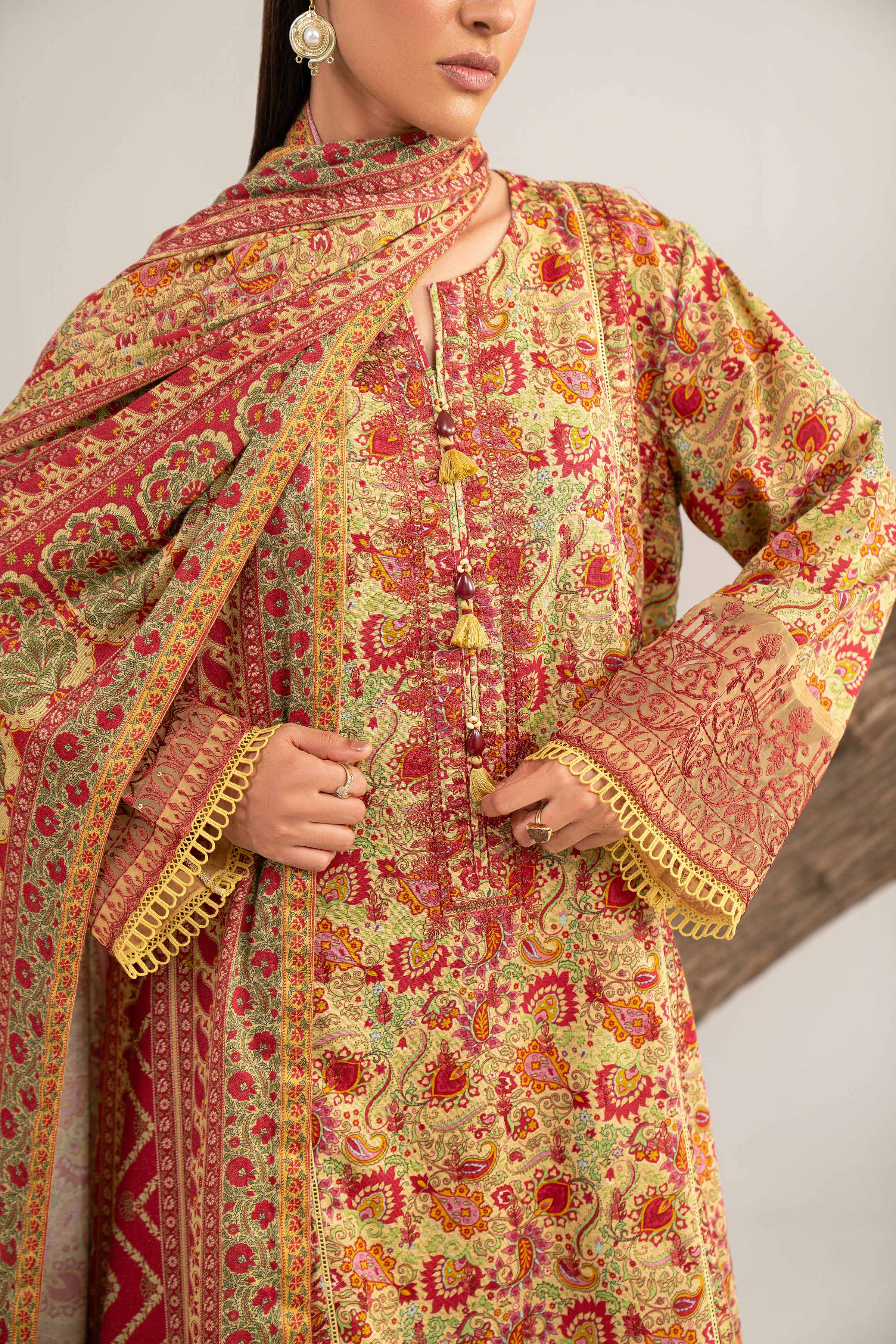 3 Piece - Digital Printed Embroidered Suit - 42502988