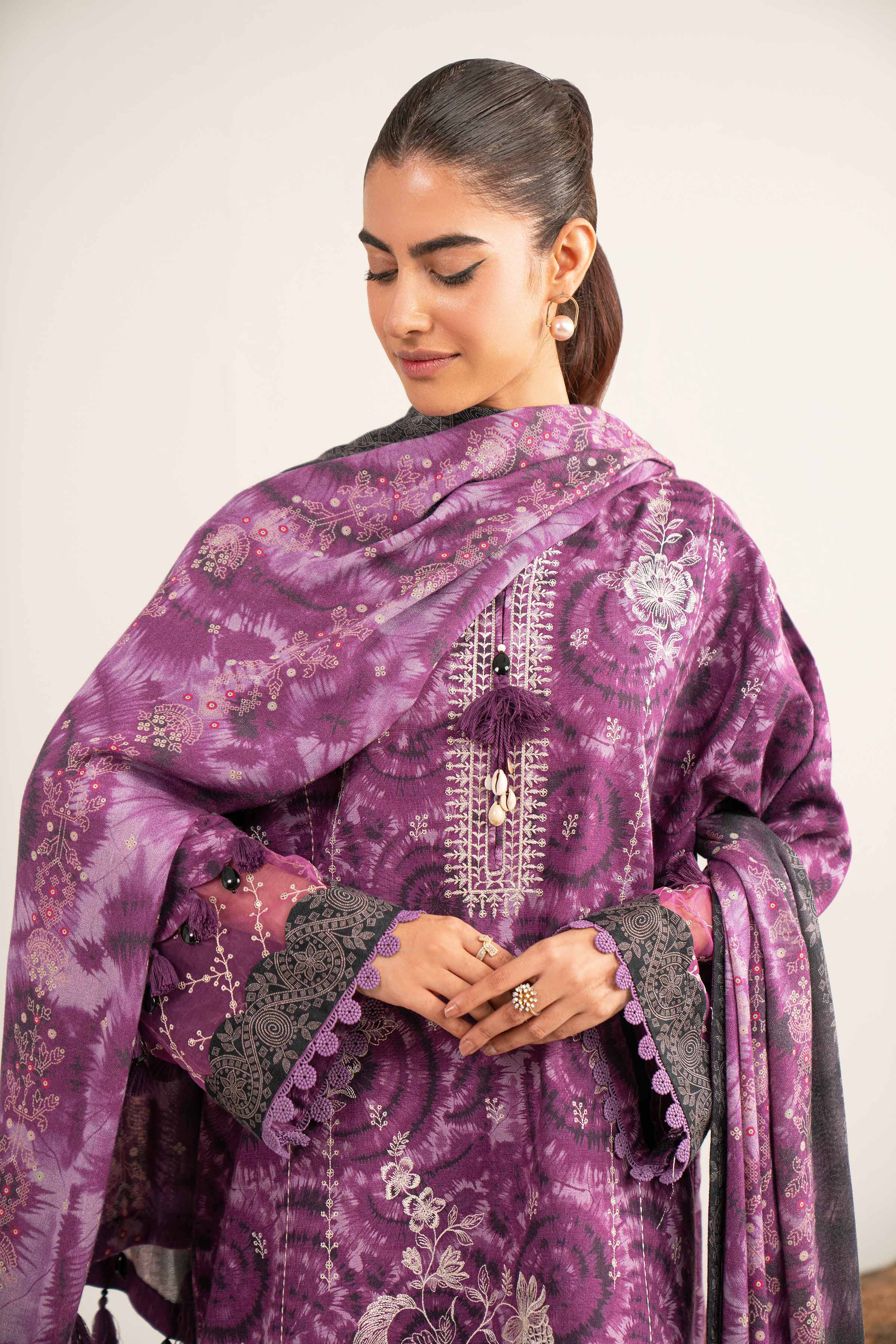 3 Piece - Digital Printed Embroidered Suit - 42502990