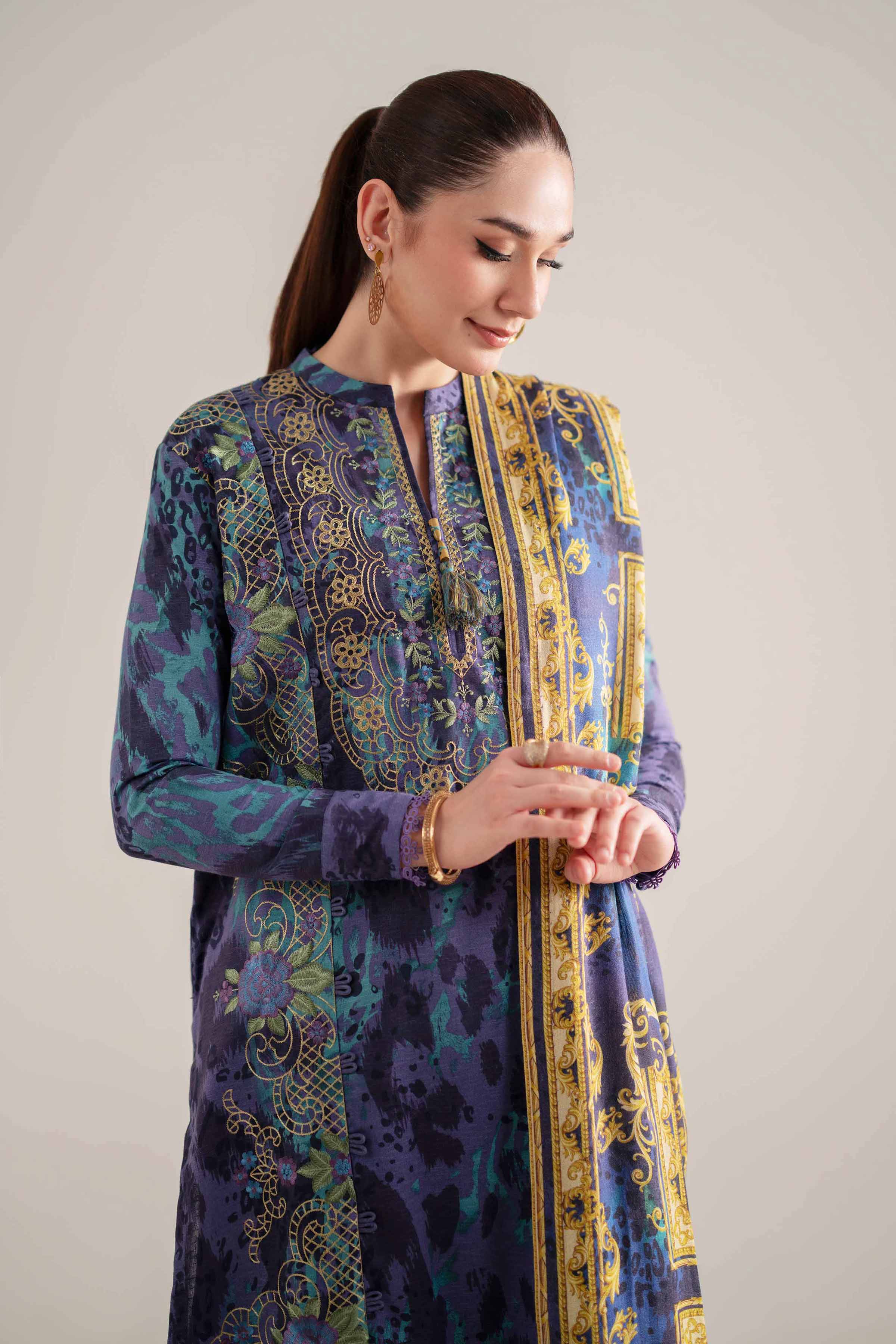 3 Piece - Digital Printed Embroidered Suit - 42502991