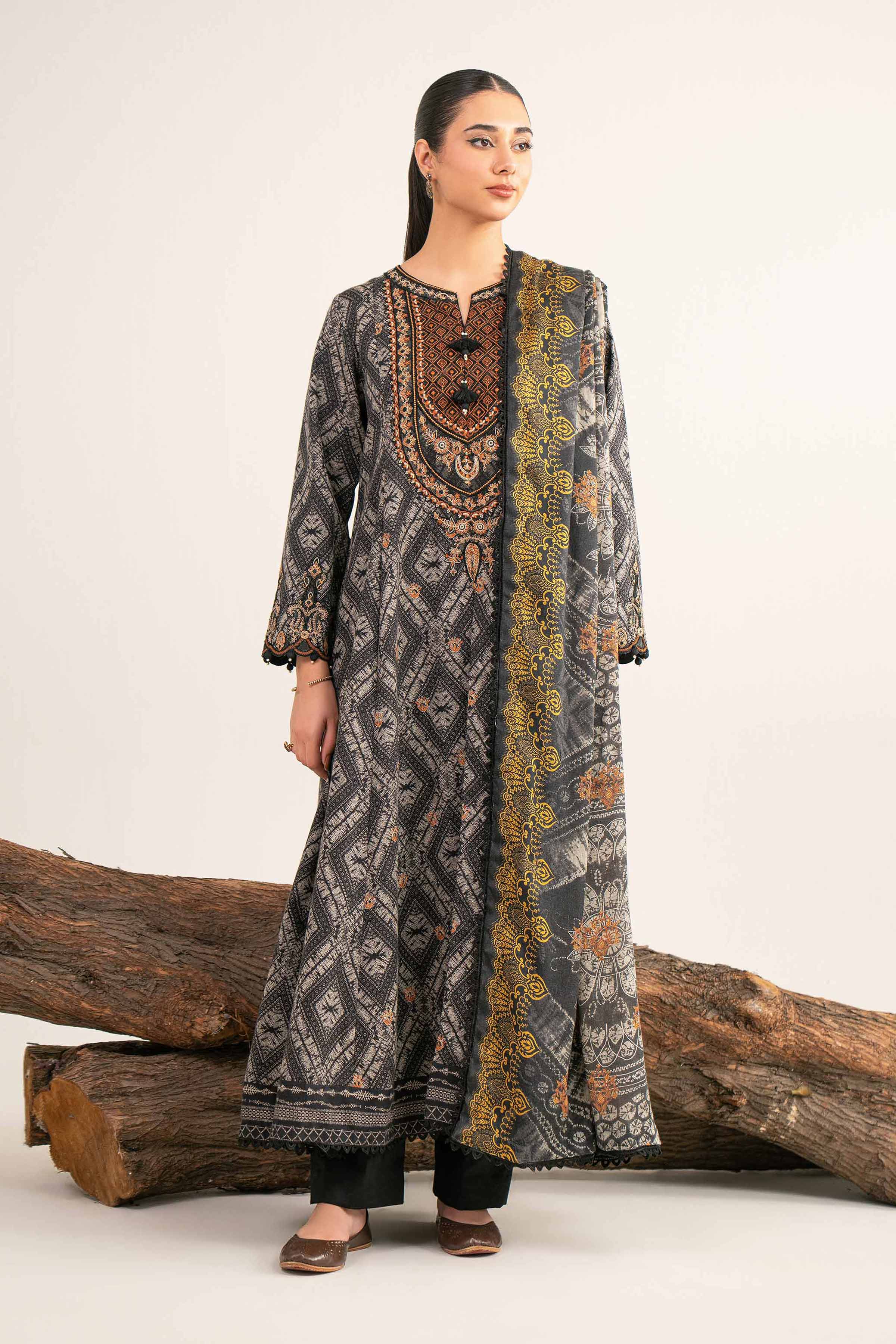 3 Piece - Digital Printed Embroidered Suit - 42502992