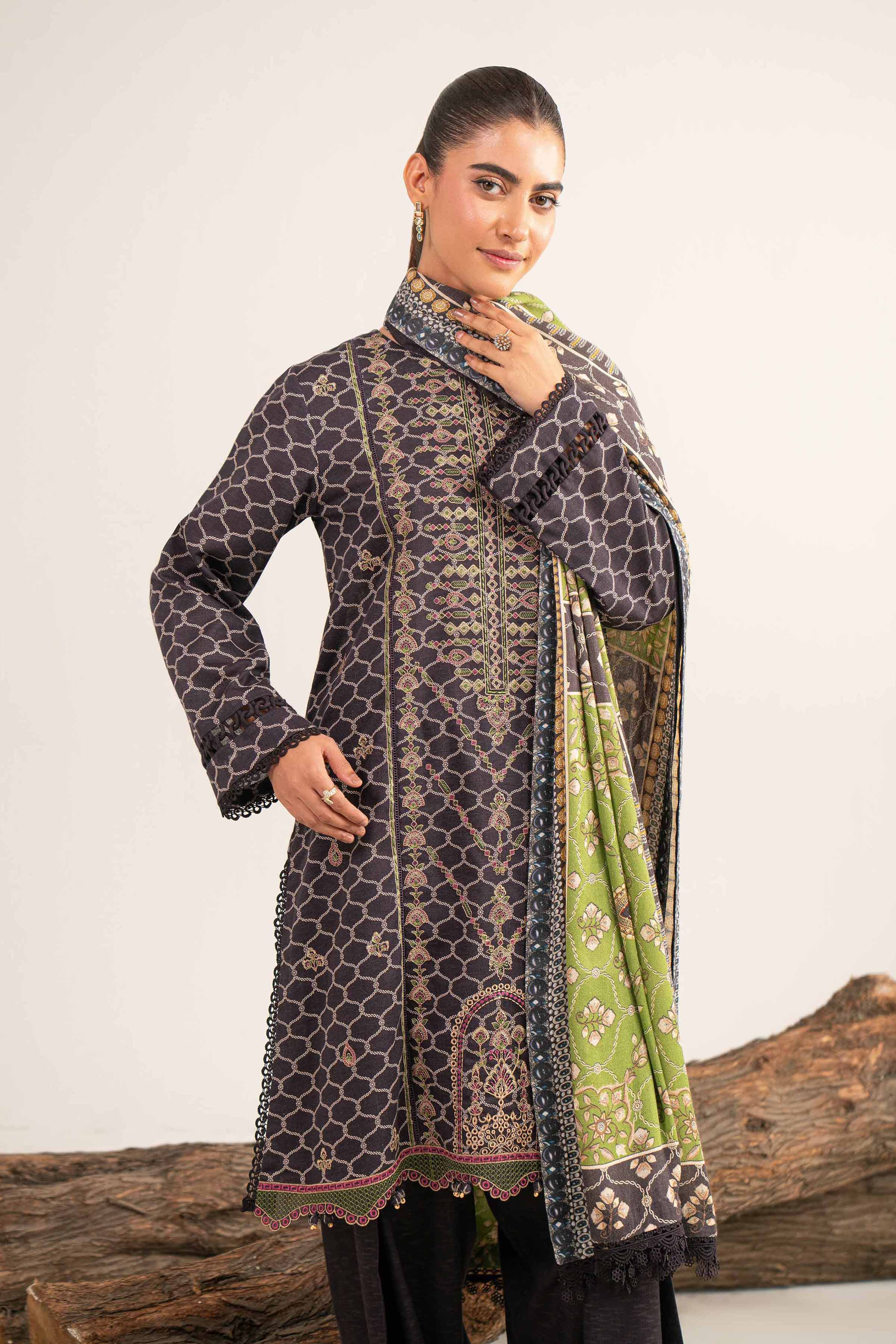3 Piece - Digital Printed Embroidered Suit - 42502993