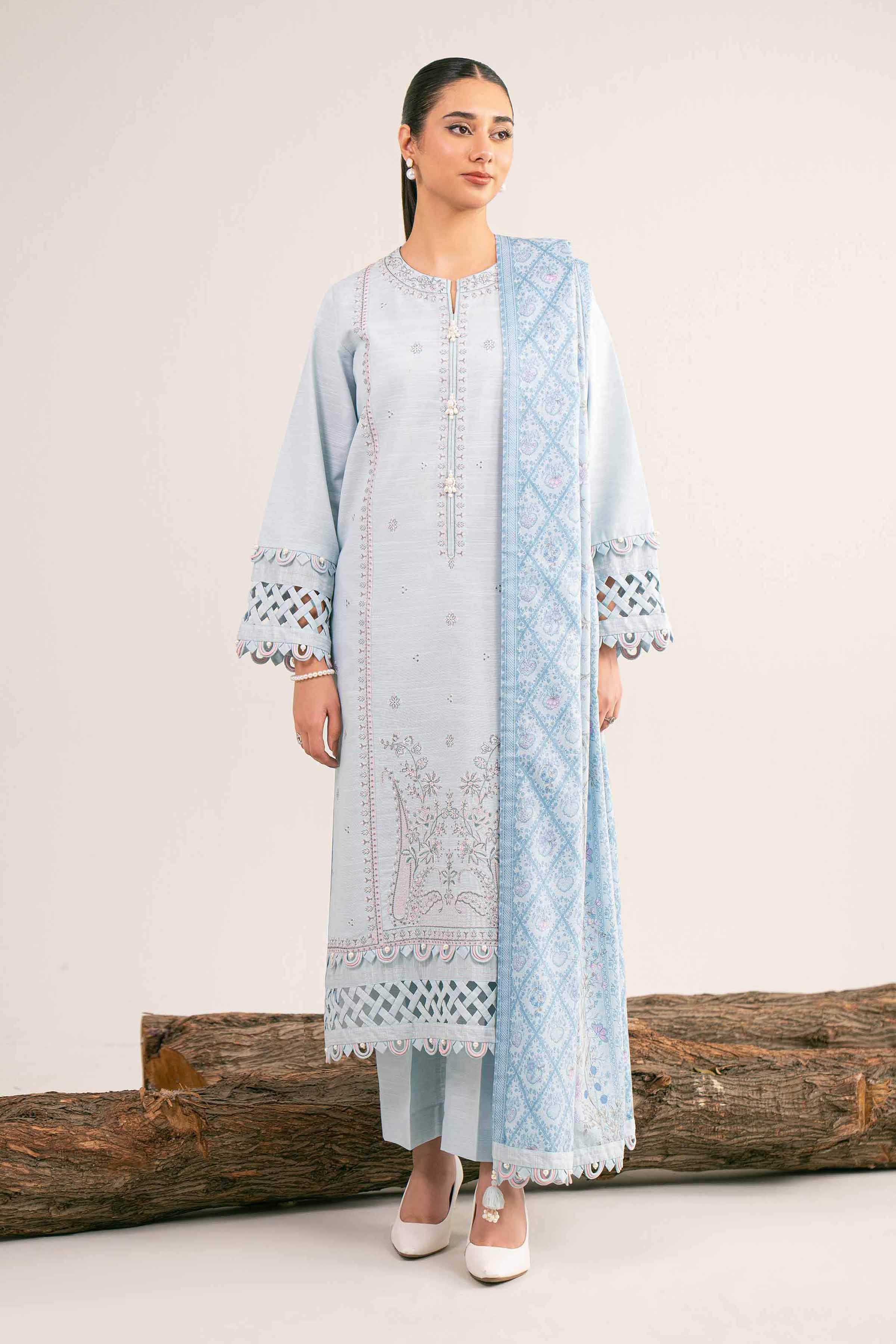 3 Piece - Printed Embroidered Suit - 42503512