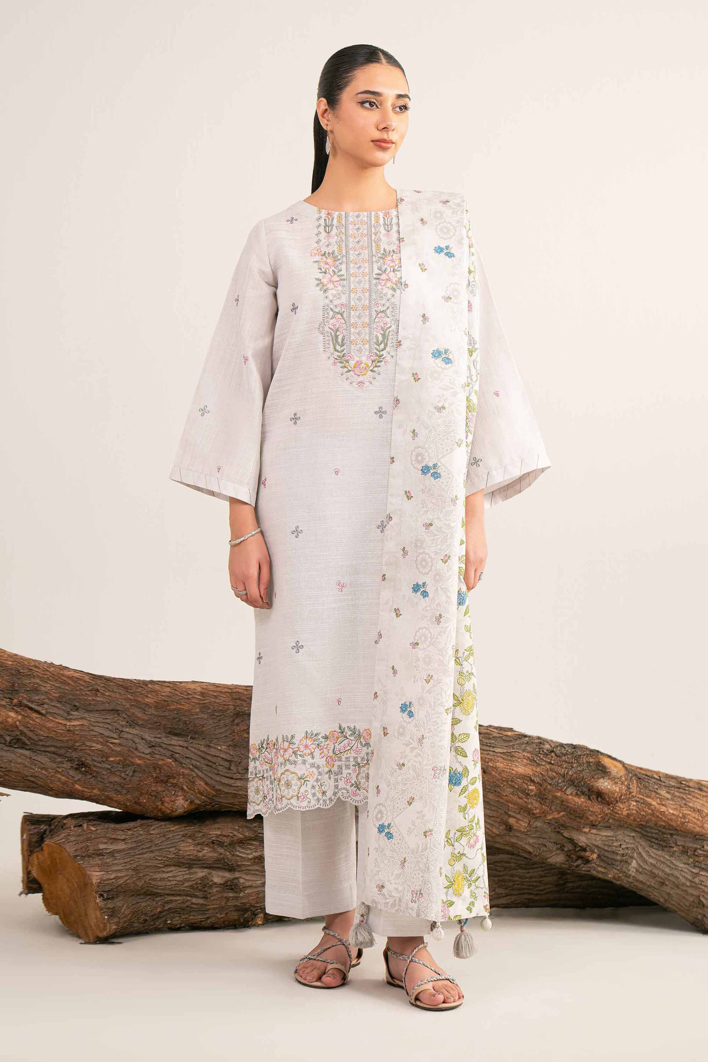 3 Piece - Printed Embroidered Suit - 42503513