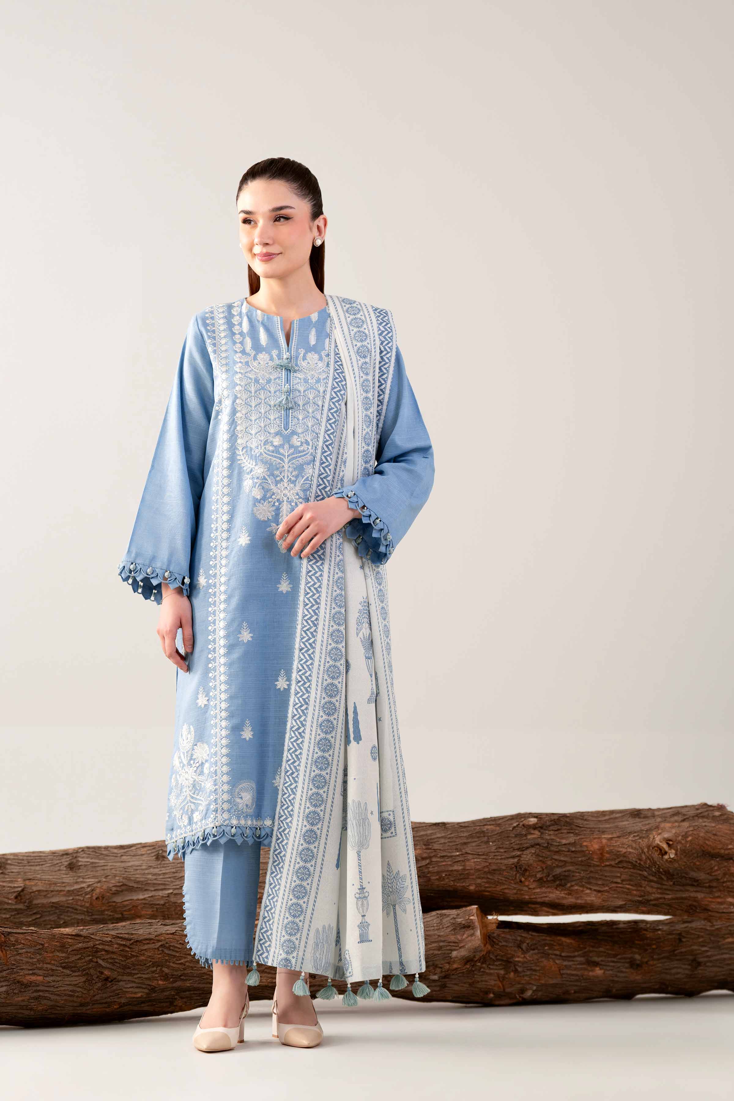 3 Piece - Printed Embroidered Suit - 42503516