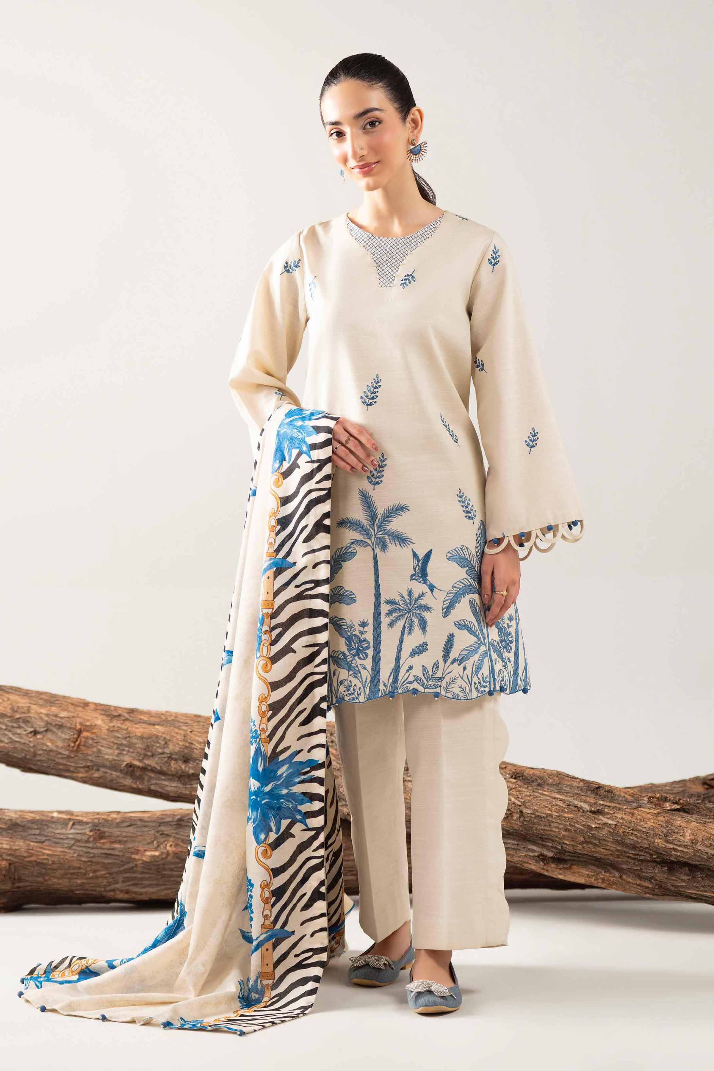 3 Piece - Printed Embroidered Suit - 42503518