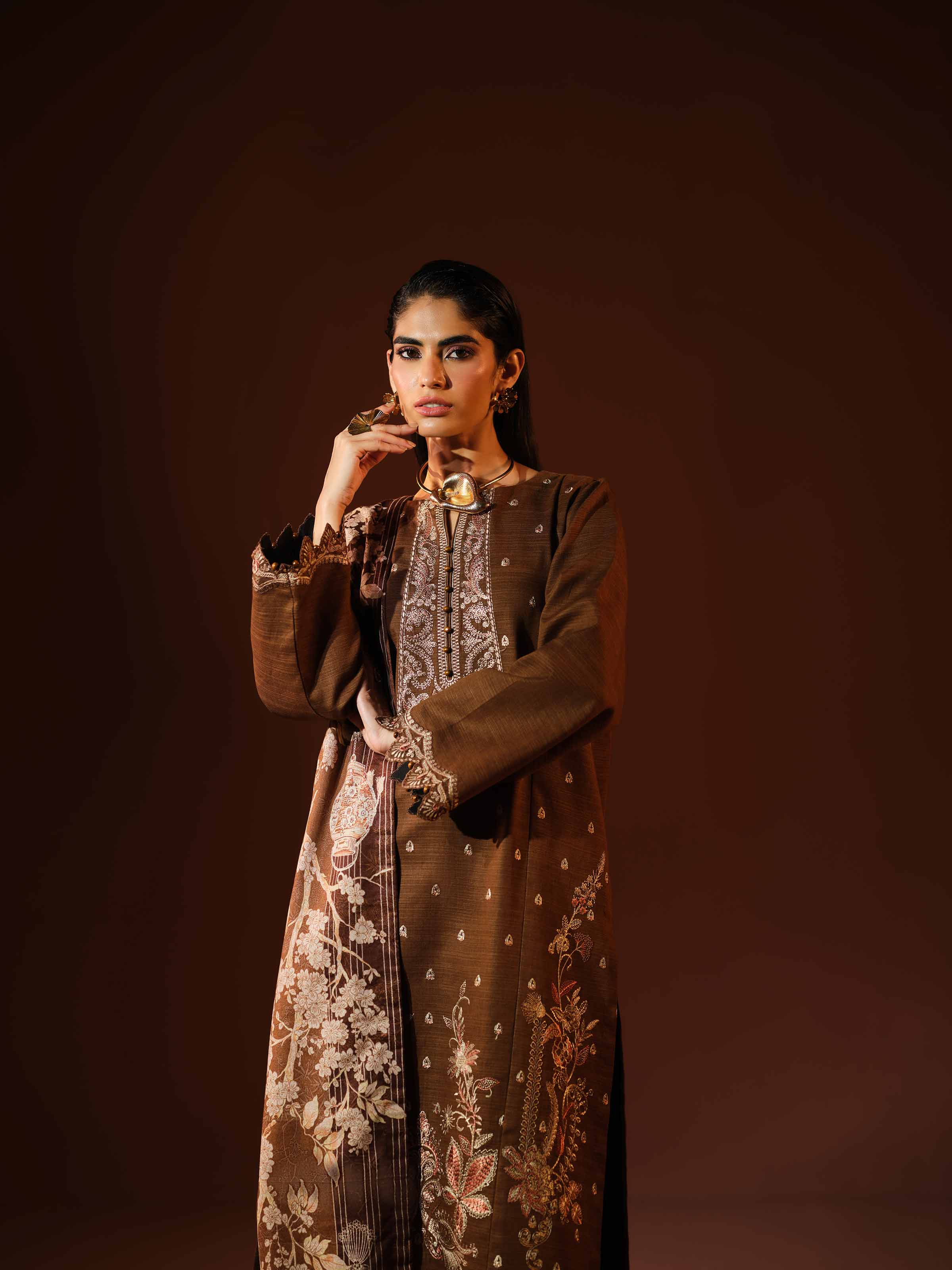 3 Piece - Printed Embroidered Suit - 42503519