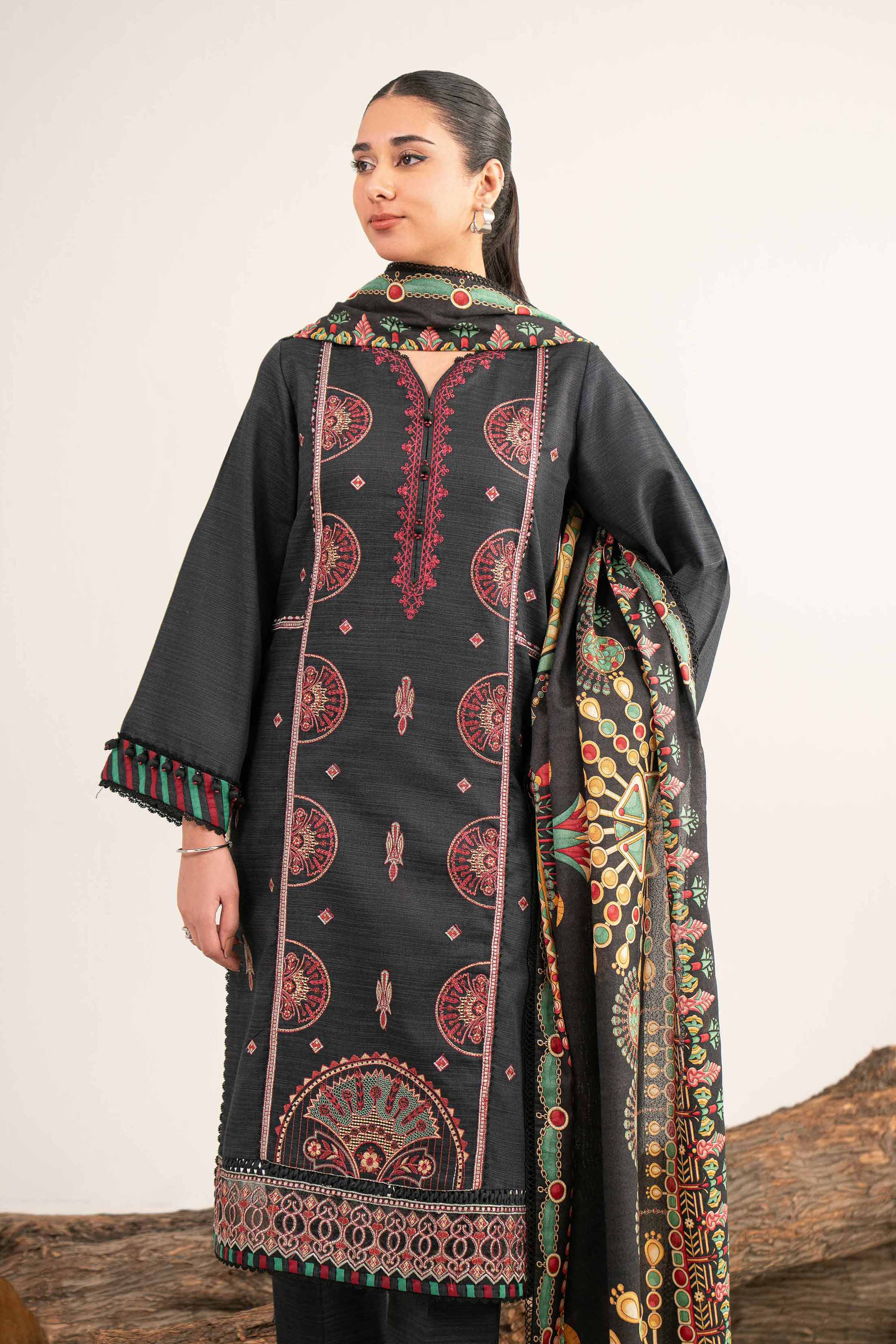 3 Piece - Printed Embroidered Suit - 42503520