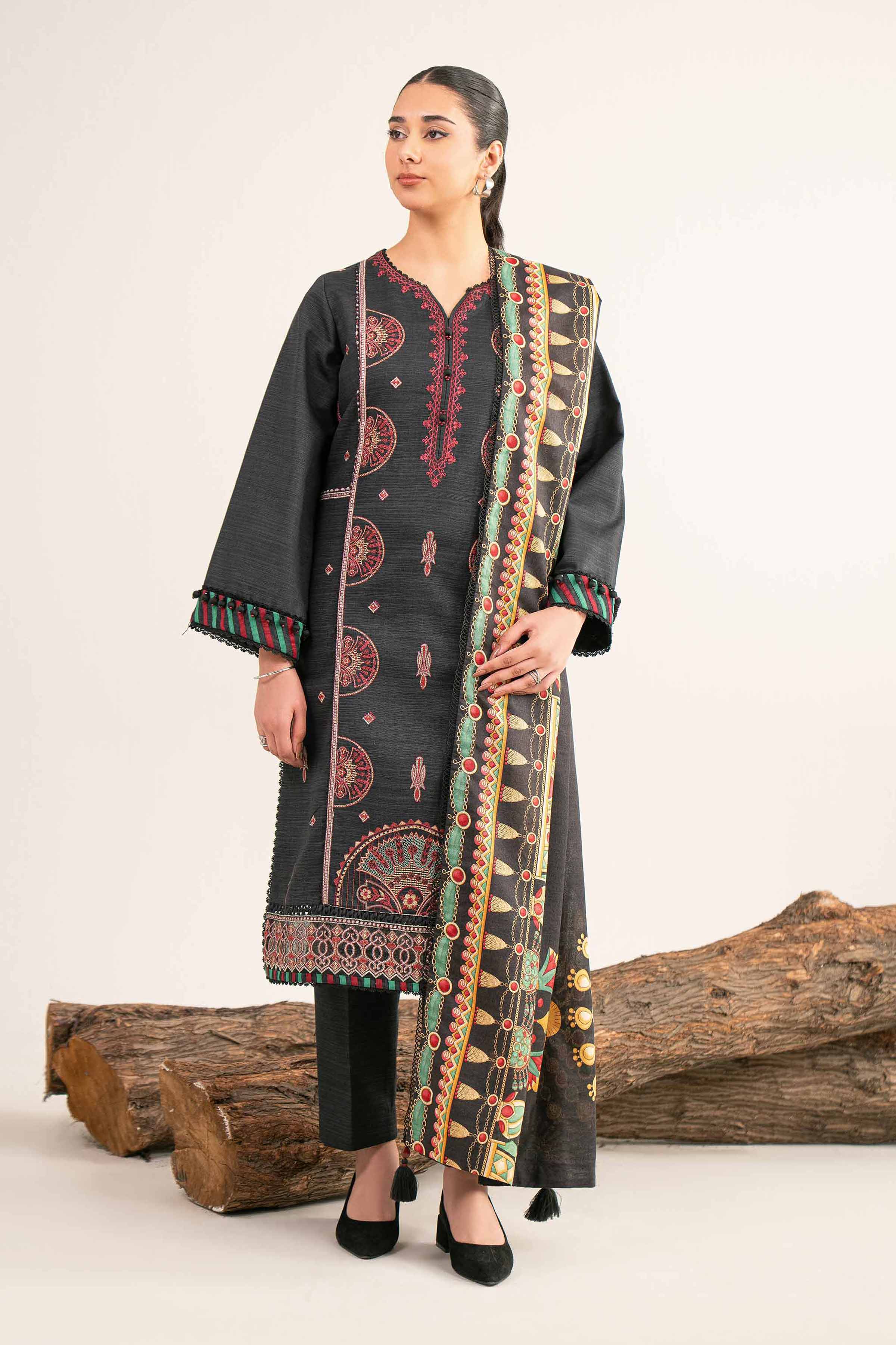 3 Piece - Printed Embroidered Suit - 42503520