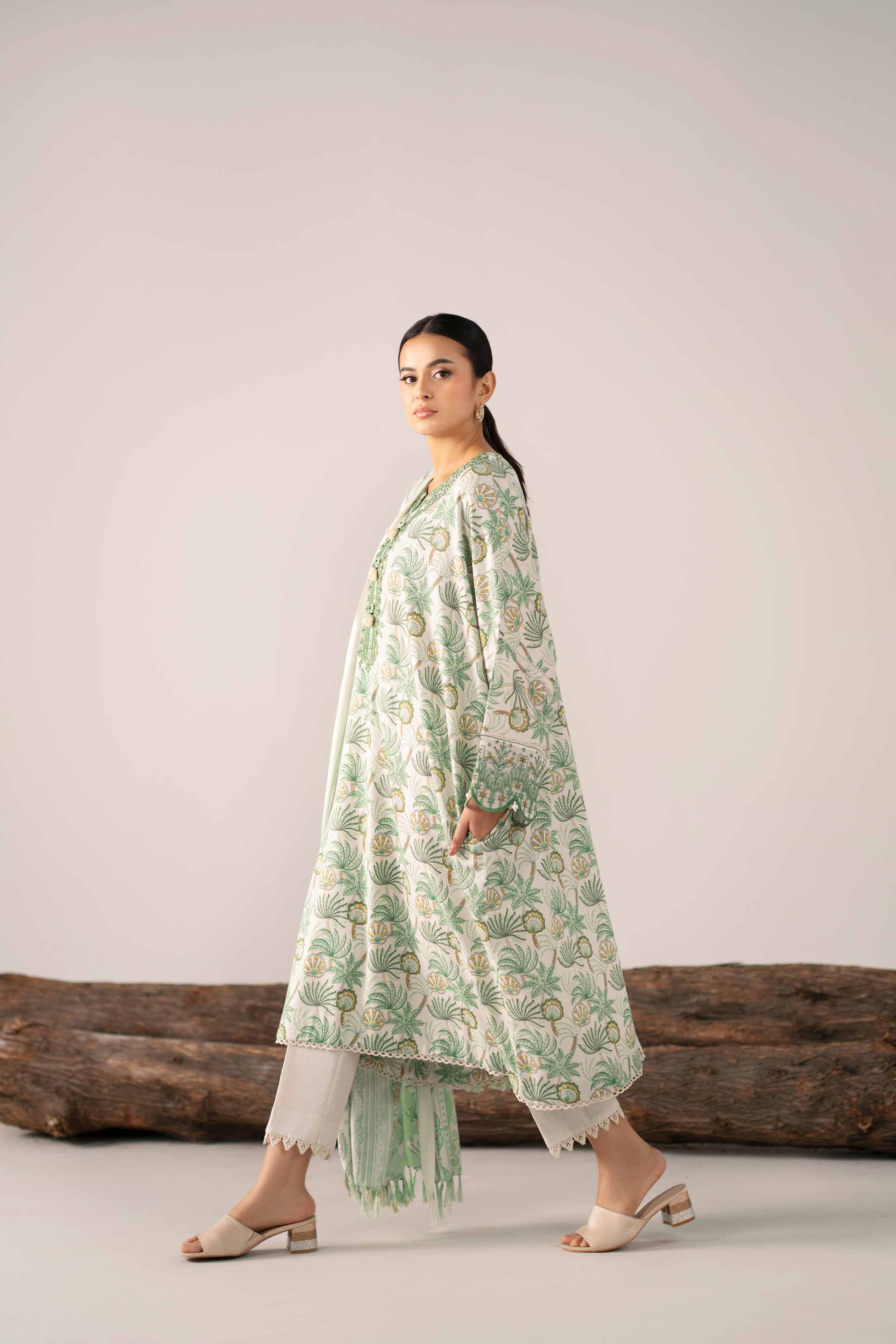 3 Piece - Printed Embroidered Suit - 42503522