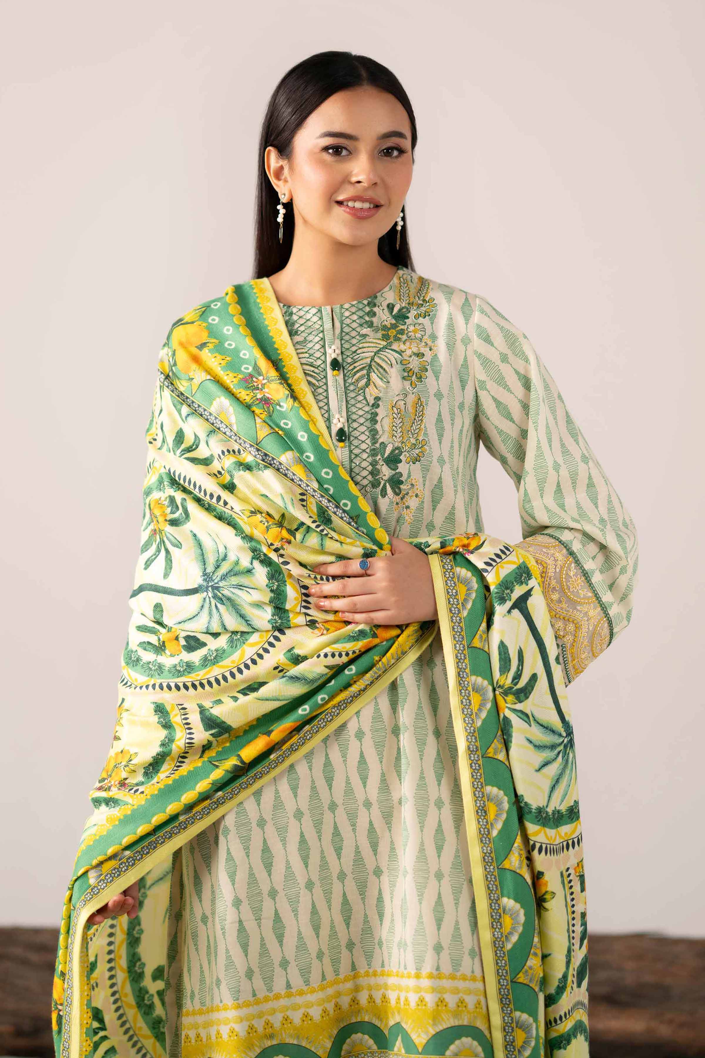 3 Piece - Printed Embroidered Suit - 42503523