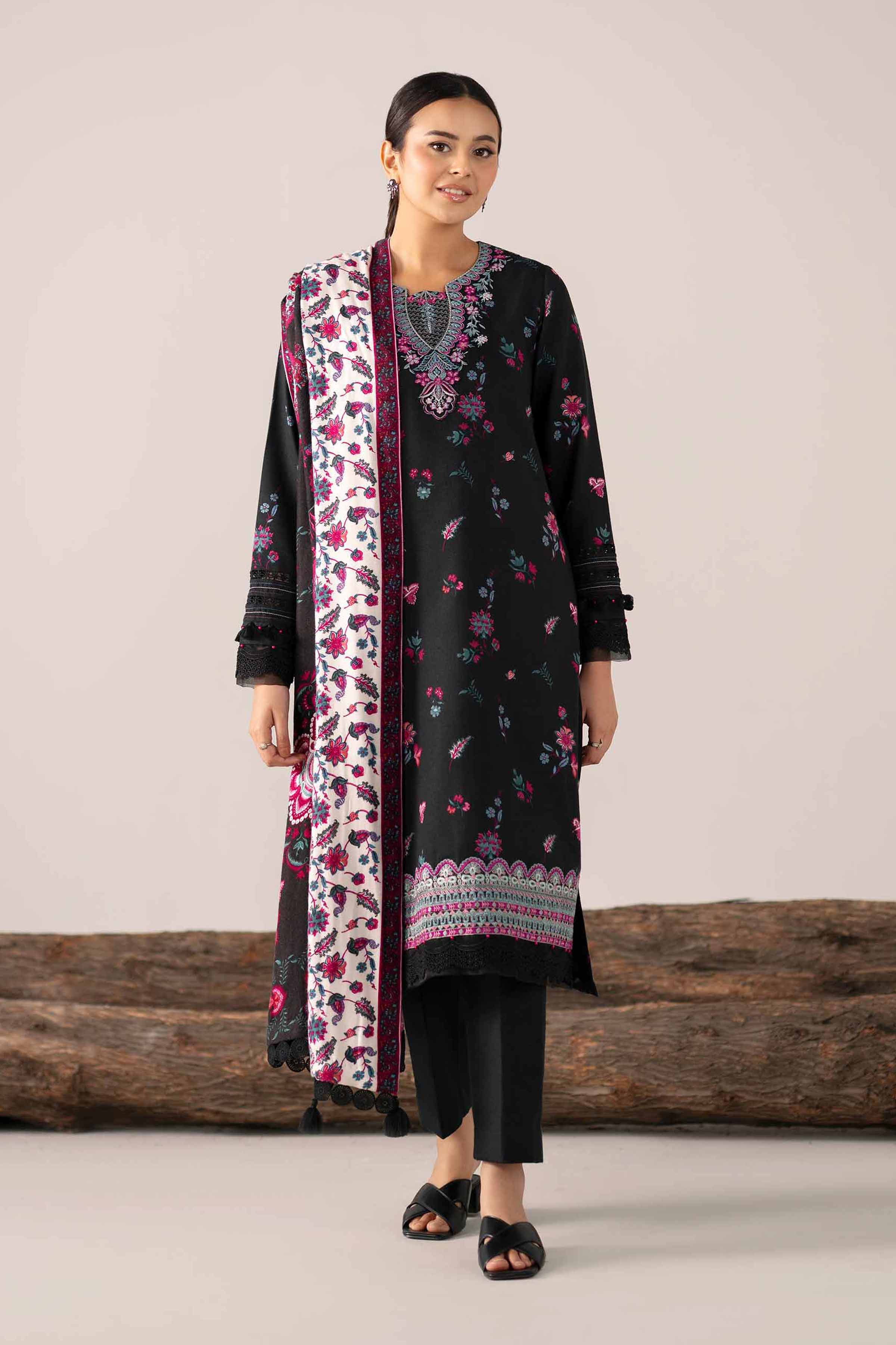 3 Piece - Printed Embroidered Suit - 42503526