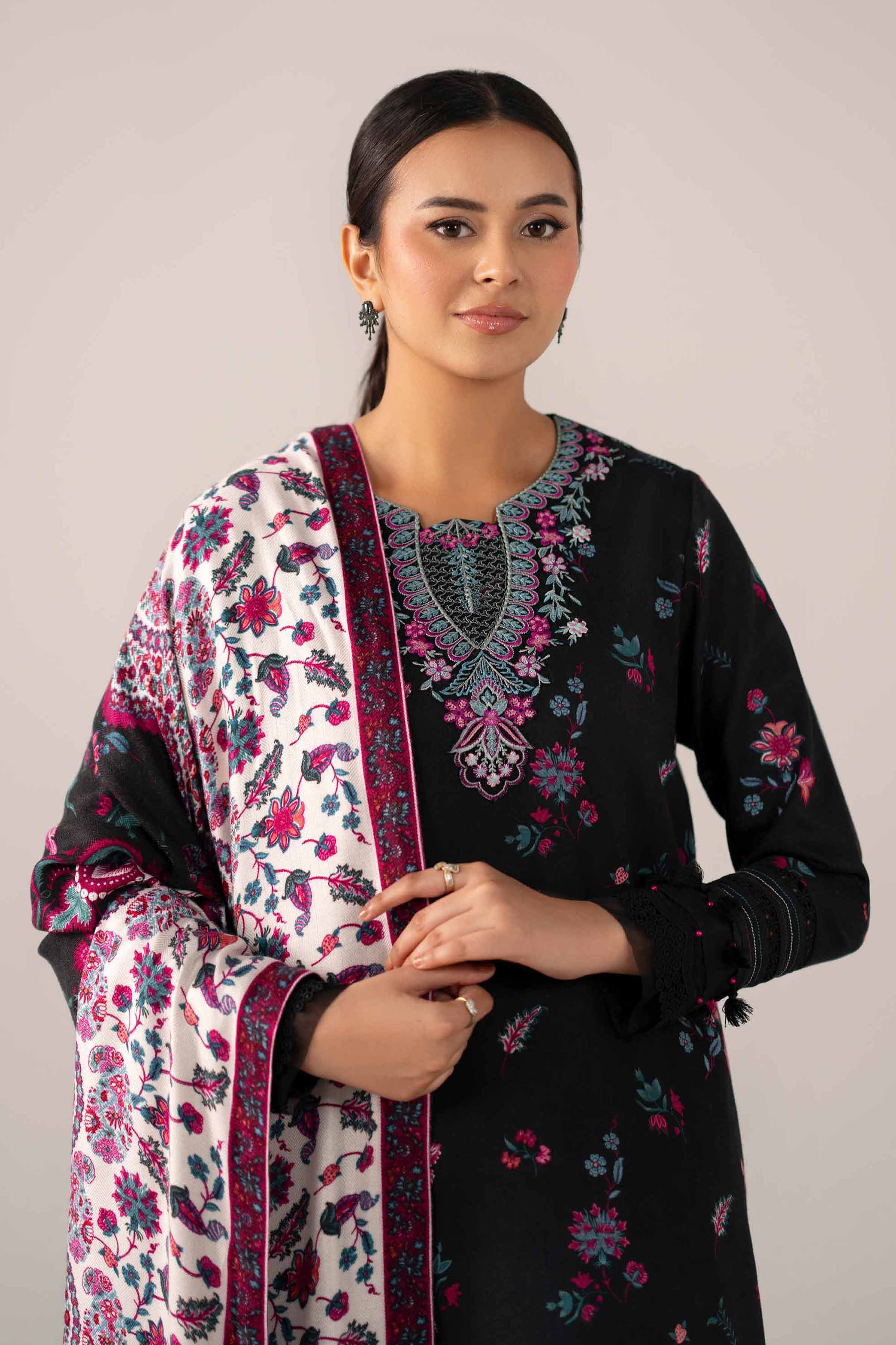 3 Piece - Printed Embroidered Suit - 42503526