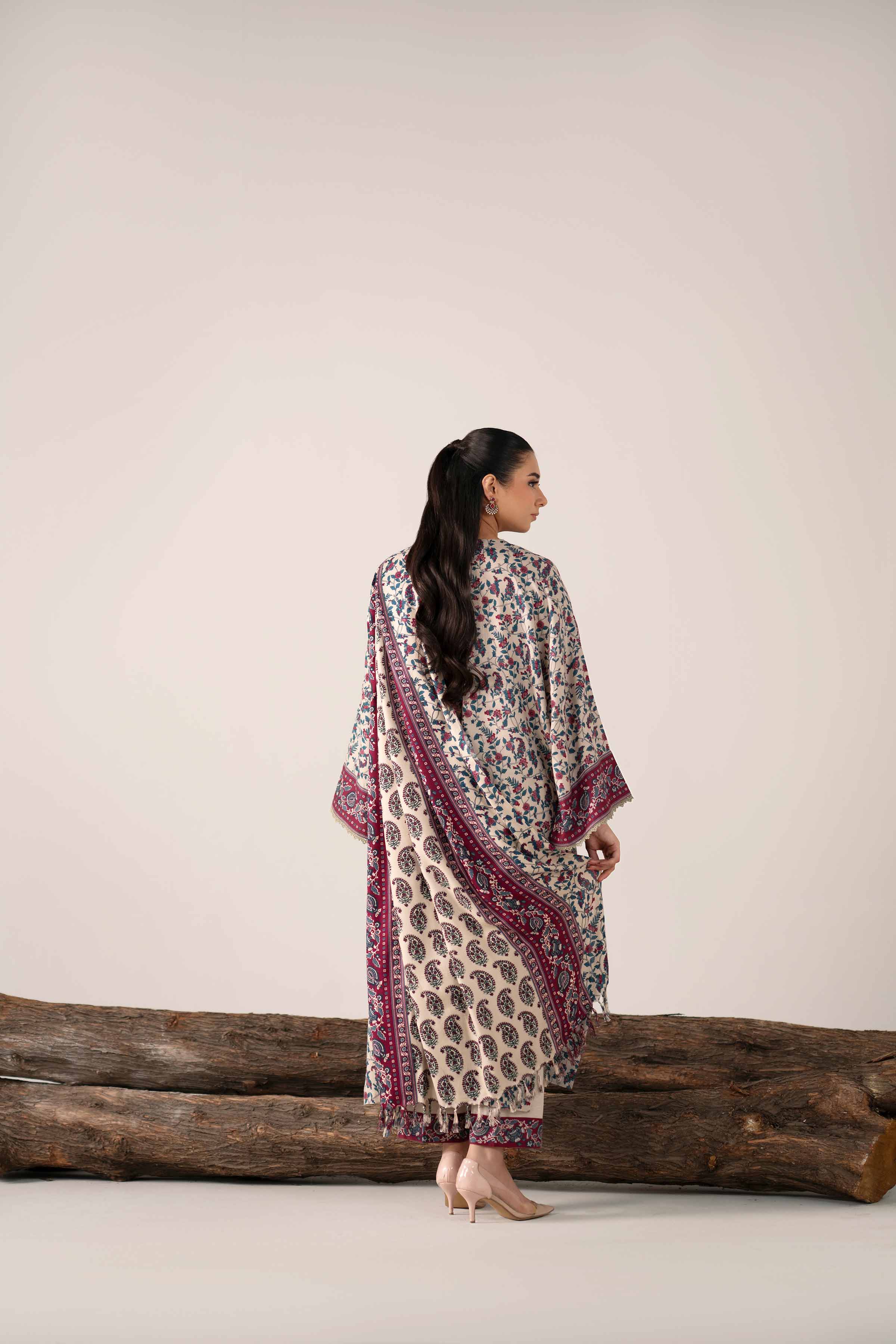 3 Piece - Printed Embroidered Suit - 42503527