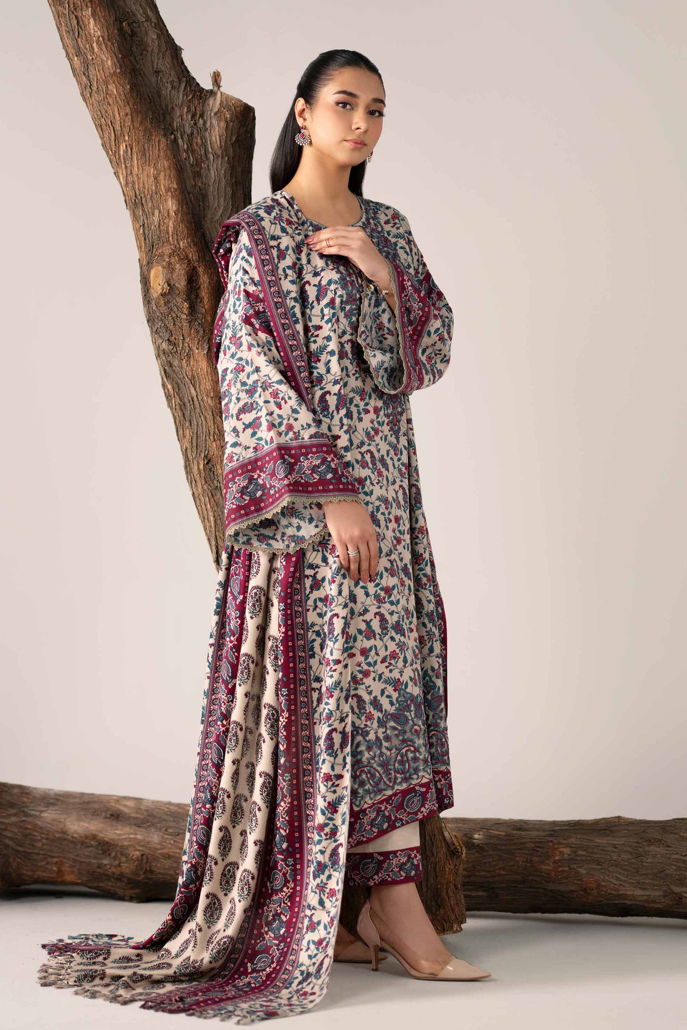 3 Piece - Printed Embroidered Suit - 42503527