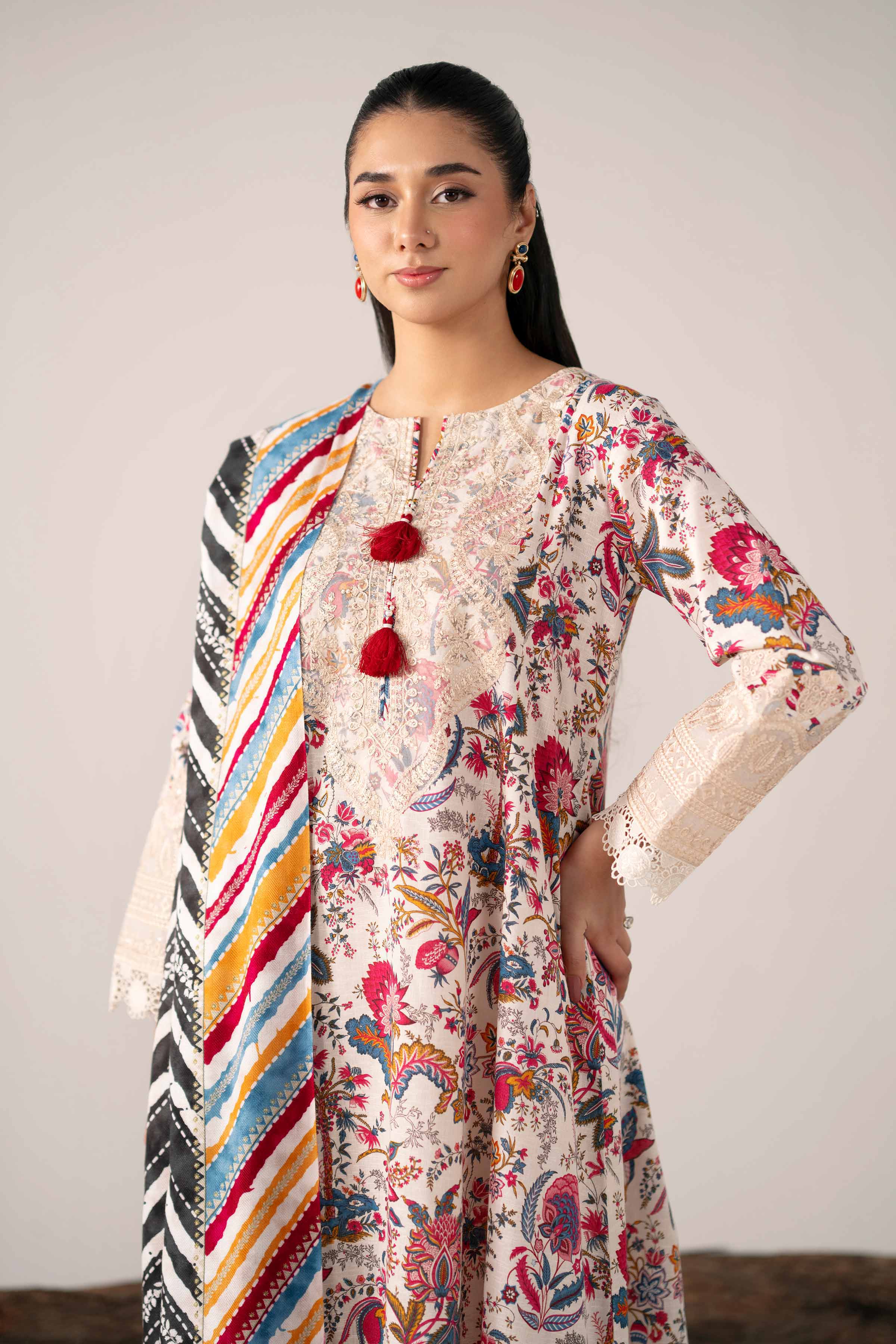 3 Piece - Printed Embroidered Suit - 42503528